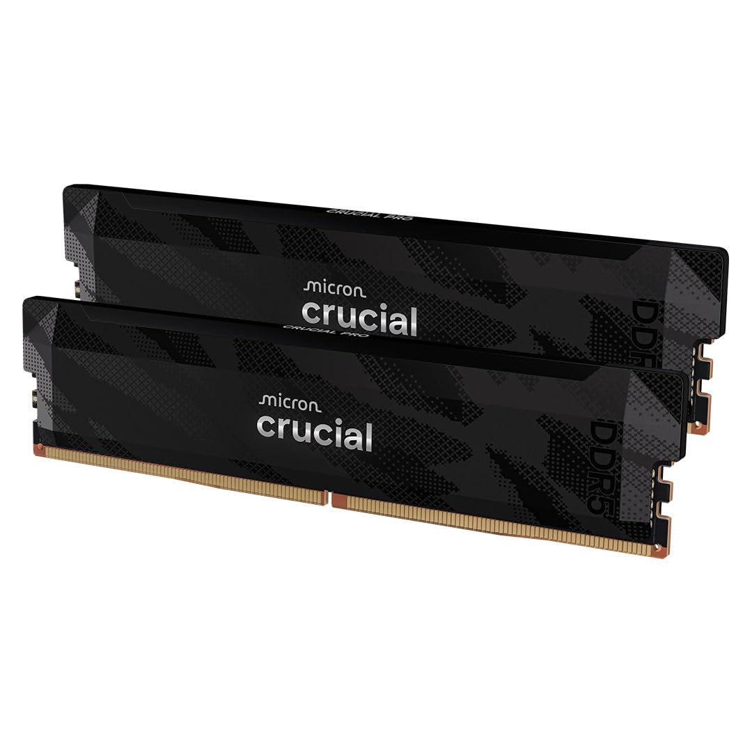 Crucial Pro RAM DDR5 32GB Kit (2x16GB) 6400MHz CL32, Overclocking Gaming, Memoria per Computer, Intel XMP 3.0 / AMD EXPO, Nero - CP2K16G64C32U5B