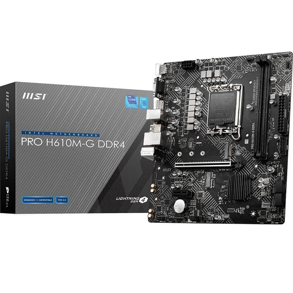 MSI PRO H610M-G DDR4, Scheda Madre Micro-ATX - Supporta i processori Intel 12th Gen Core, LGA 1700-2 x DIMM (3200MHz), 1x slot PCIe 4.0 x16, 1 x M.2 Gen3, Intel 1G LAN, HDMI 2.1, DP 1.4 e VGA