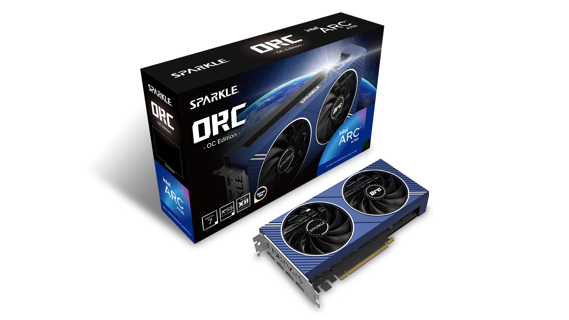 Sparkle Intel Arc A750 ORC OC Edition DDR6 HDMI 2200MHz 8GB Doppia ventola Scheda grafica - Blu