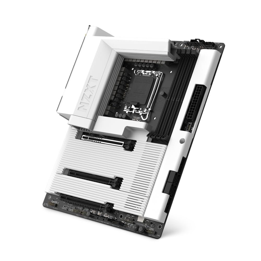 NZXT N7 Z890 – Scheda Madre Gaming Intel Z890 LGA 1851 ATX per Core Ultra (Serie 2) - 16+1+2, DDR5, 5x M.2, PCIe 5.0, Wi-Fi 6E, 2.5GbE, Thunderbolt 4 - Copertura Completa – Bianco