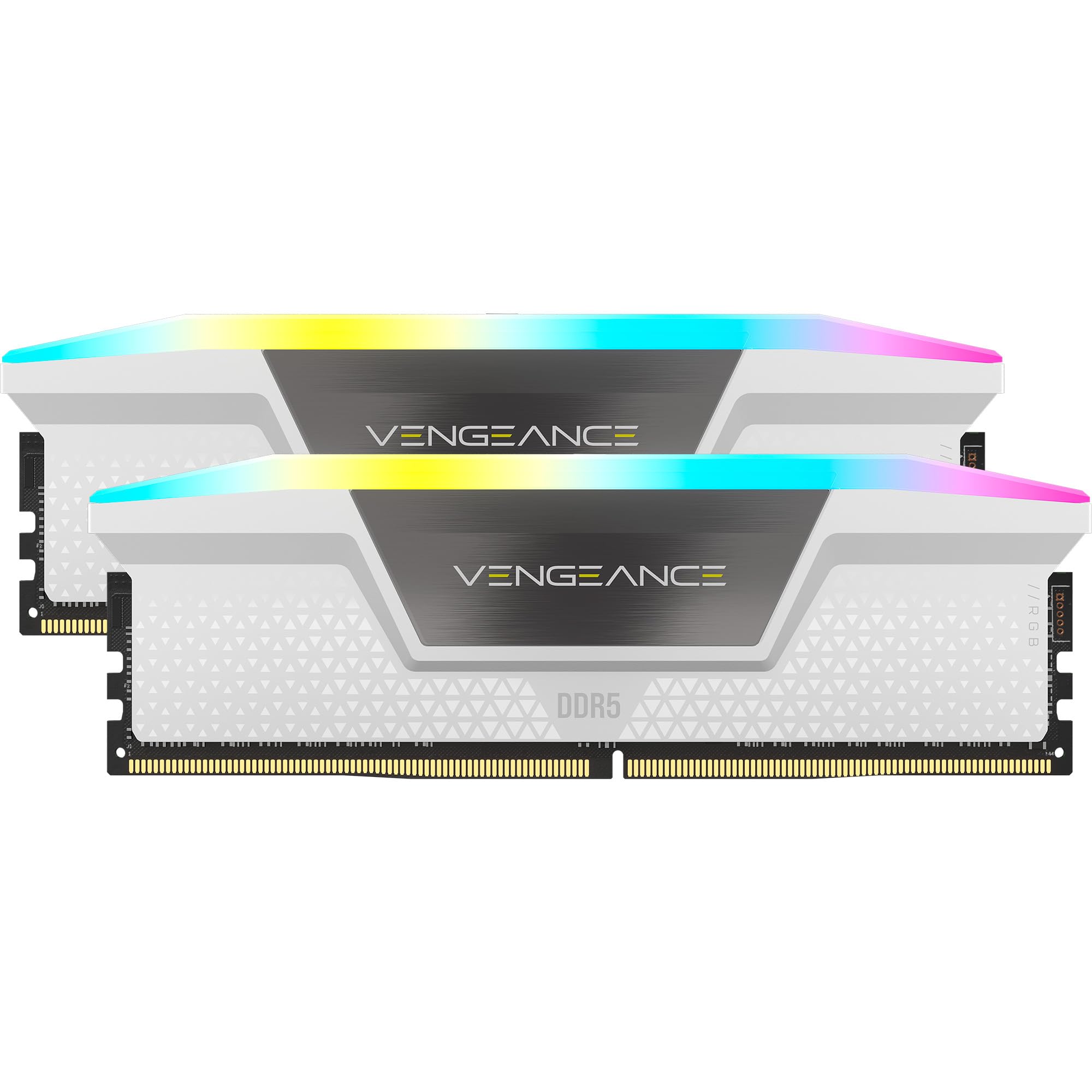 CORSAIR VENGEANCE RGB DDR5 RAM 64GB (2x32GB) 6000MHz CL30 Intel XMP iCUE Memoria Compatibile per Computer - Bianco (CMH64GX5M2B6000C30W)