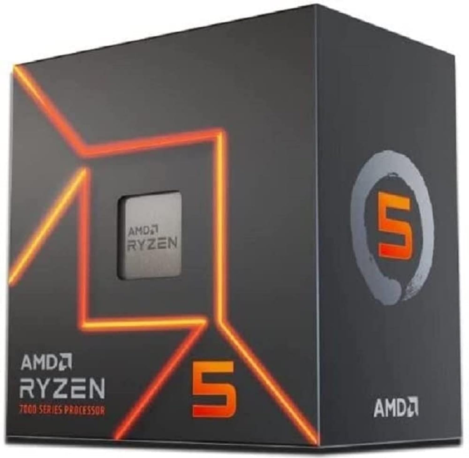 Processore AMD Ryzen 5 7600 (scheda grafica integrata Radeon, 6 cores/12 threads, 65W TDP, AM5 Socket, 38MB cache, Boost di Frequenza fino a 5.1 GHz max, dissipatore ad aria 