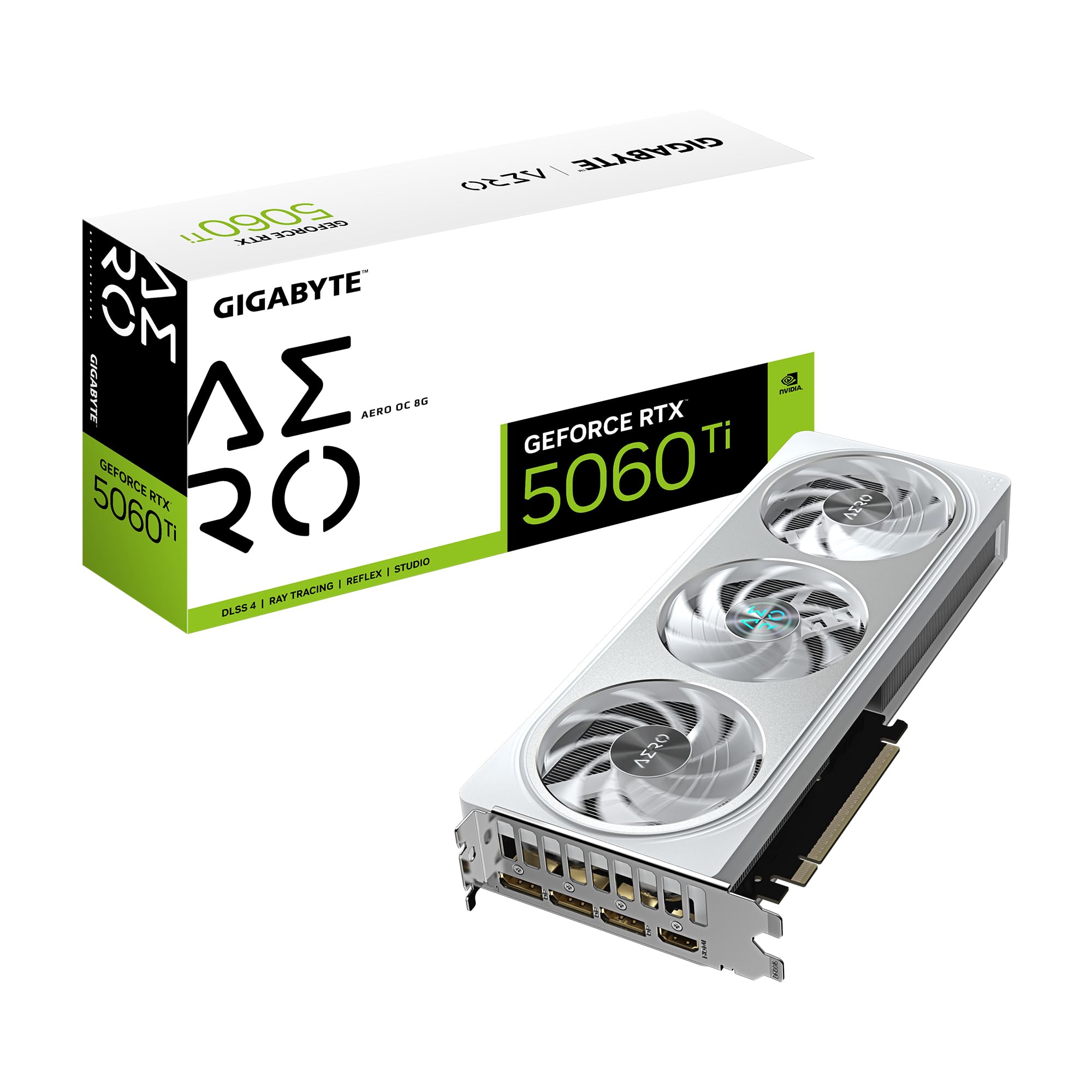 Gigabyte GeForce RTX 5060 Ti AERO OC 8G Scheda Grafica – 8 GB GDDR7, 128 bit, PCI-E 5.0, 2647 MHz Frequenza del core, 3 x DisplayPort, 1 x HDMI, GV-N506TAERO OC-8GD