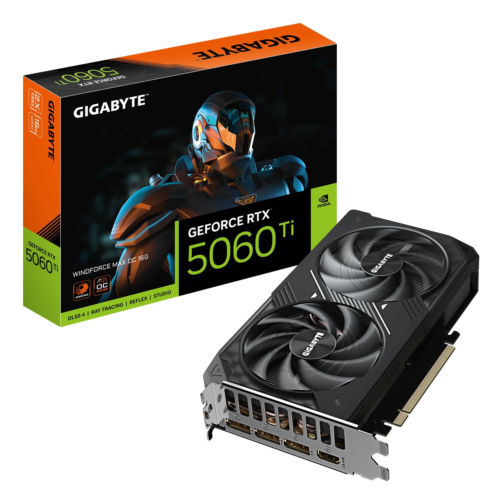 Gigabyte GeForce RTX 5060 Ti WINDFORCE MAX OC 16G Scheda Grafica – 16 GB GDDR7, 128 bit, PCI-E 5.0, 2587 MHz Frequenza del core, 3 x DisplayPort, 1 x HDMI, NVIDIA DLSS 4, GV-N506TWF2MAX OC-16GD