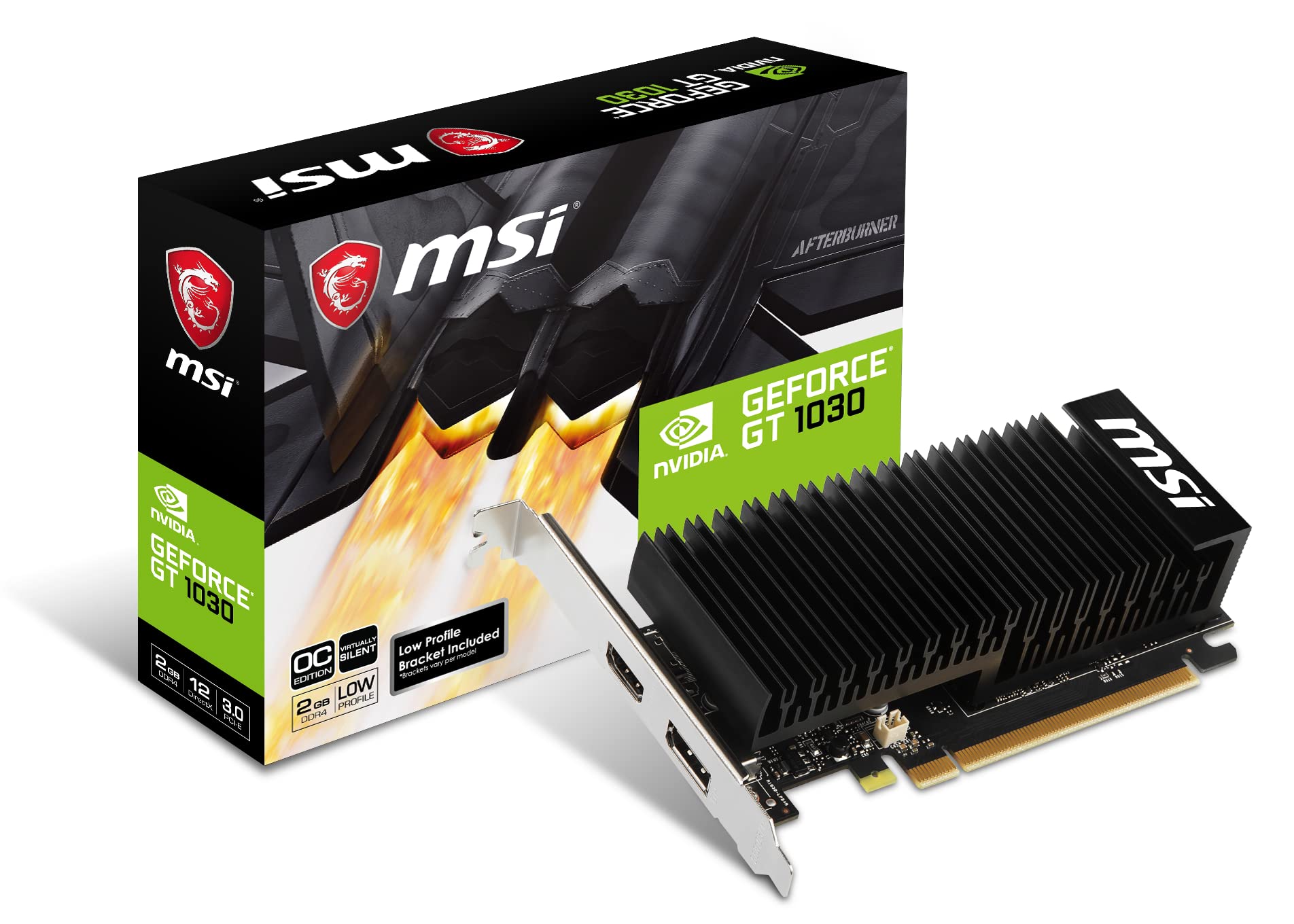 MSI GeForce GT 1030 2GHD4 LP OC Scheda grafica - 2GB GDDR4, 1189 MHz, PCI Express 3.0 x16, 64 bit, DP, HDMI
