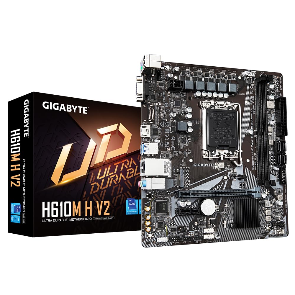 GIGABYTE H610M H V2 Scheda madre - Supporta processori Intel Core 14th CPUs, 4+1+1 Hybrid Digital VRM, up to 5600MHz DDR5, 1xPCIe 3.0 M.2, GbE LAN, USB 3.2 Gen 1