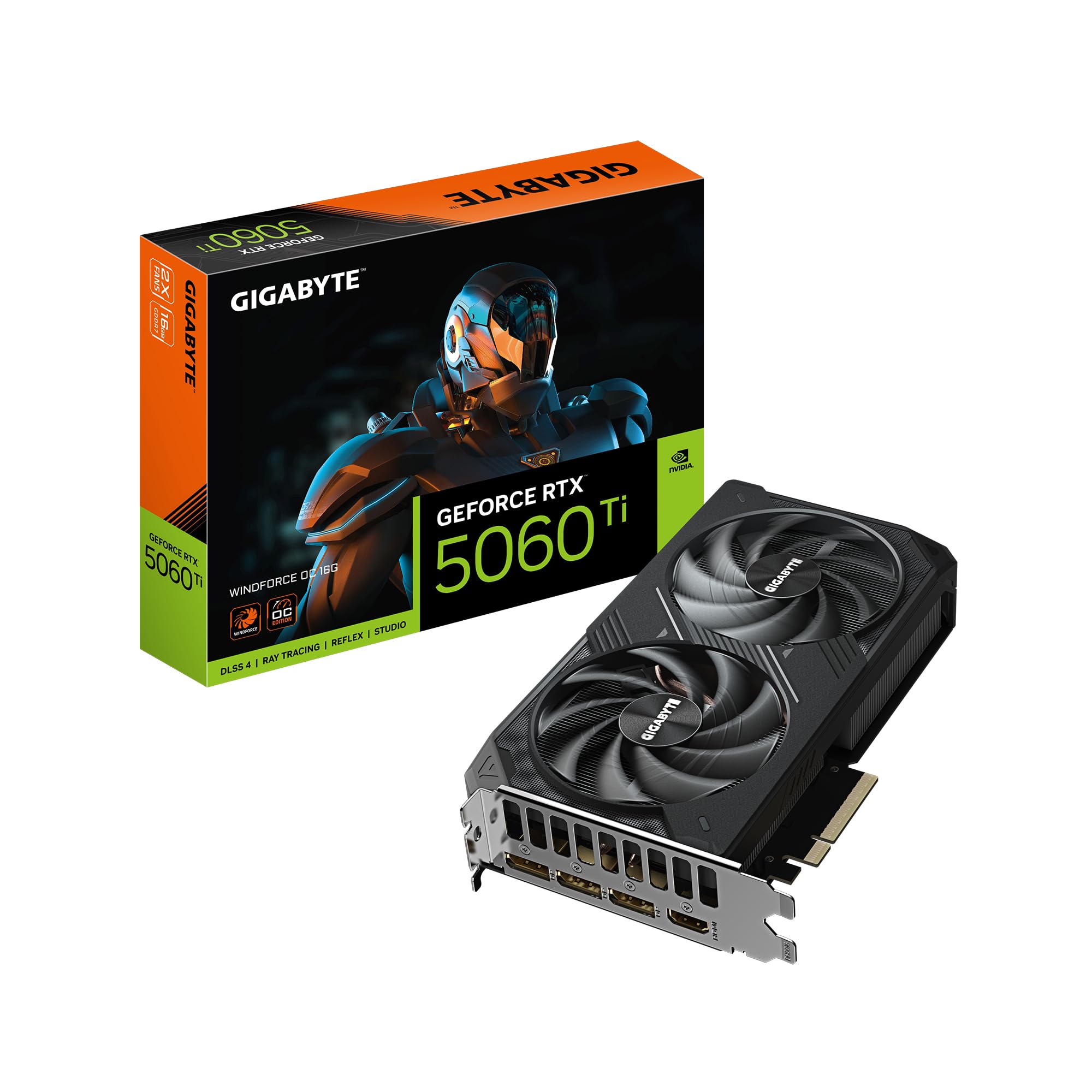Gigabyte GeForce RTX 5060 Ti WINDFORCE OC 16G Scheda Grafica – 16 GB GDDR7, 128 bit, PCI-E 5.0, 2587 MHz Frequenza del core, 3 x DisplayPort, 1 x HDMI, GV-N506TWF2OC-16GD