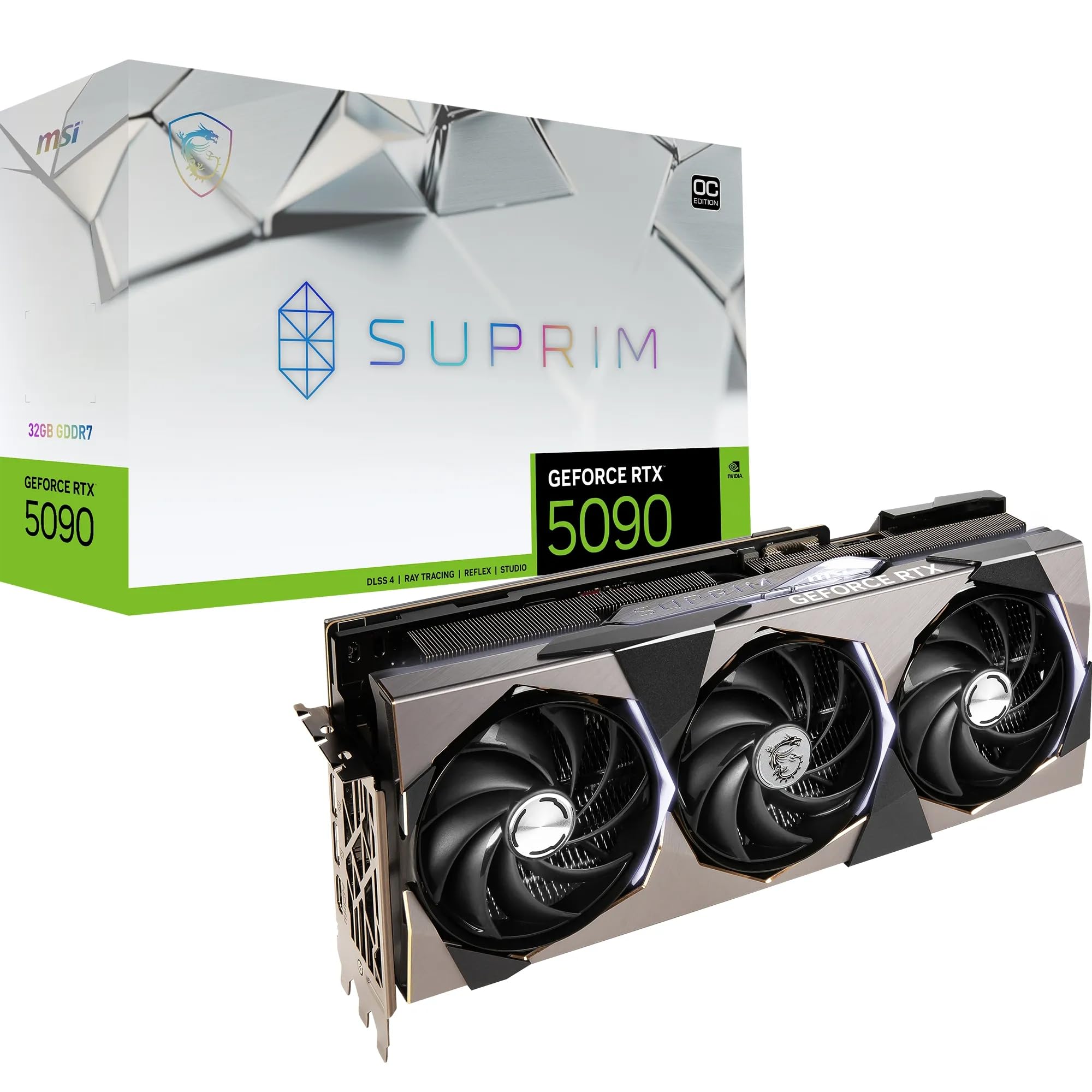 MSI NVIDIA GeForce RTX 5090 32G SUPRIM SOC GDDR7 512bit, scheda video con frequenza di boost fino a 2580 MHz, PCIe Gen 5, DLSS 4, 3 porte DP 2.1, 1 porta HDMI 2.1, formato ATX