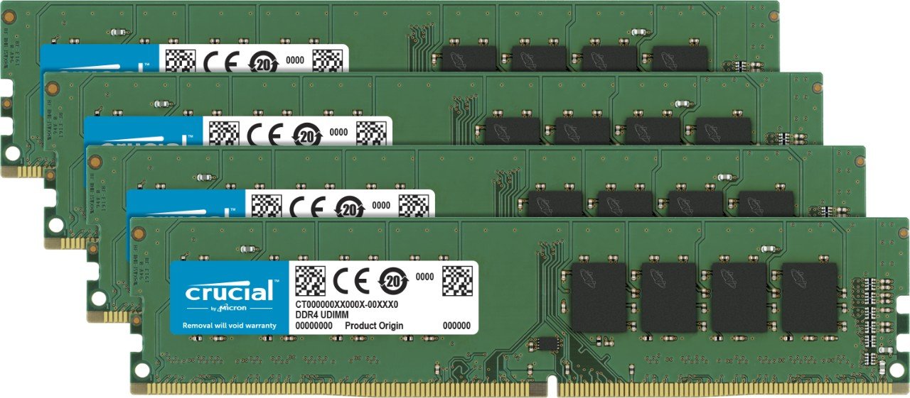 Crucial CT4K8G4DFD824A 32 GB Kit di Memoria (8 GB x4), DDR4, 2400 MT/s, PC4-19200, DR x8, DIMM, 288-Pin