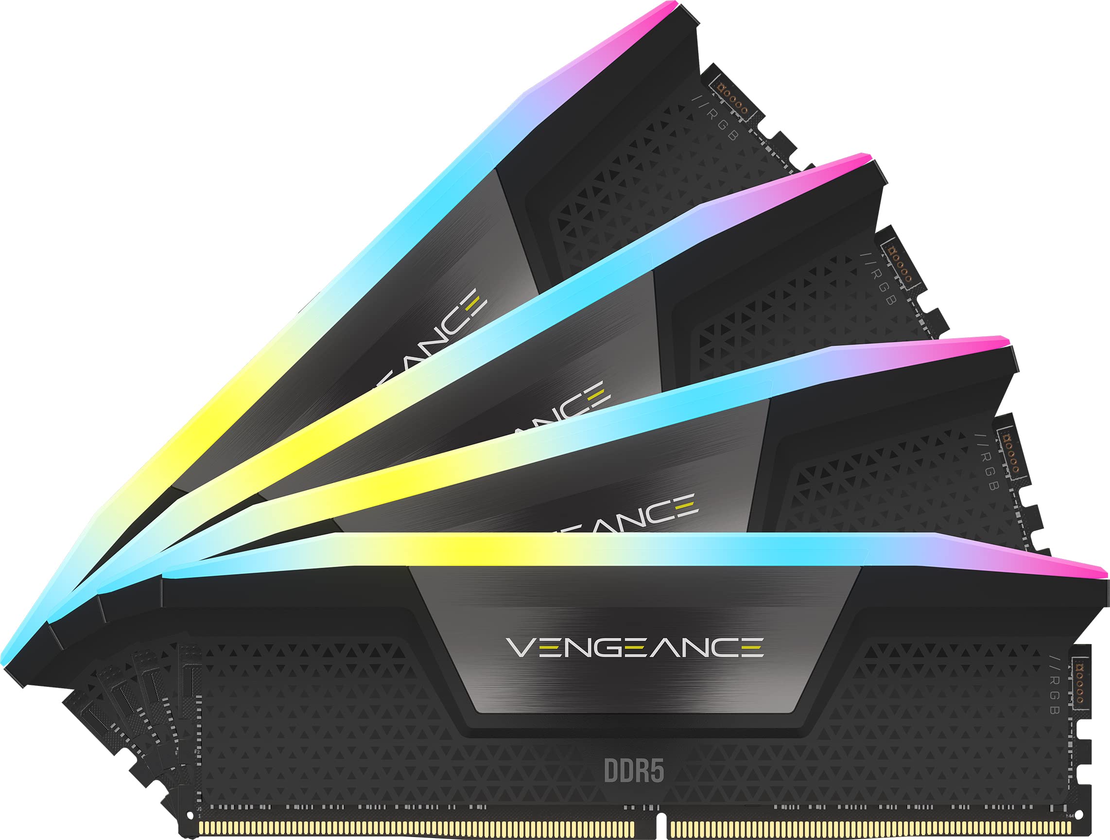 CORSAIR VENGEANCE RGB DDR5 RAM 64GB (4x16GB) 6400MHz CL32 Intel XMP Compatibile iCUE Memoria per Computer - Nero (CMH64GX5M4B6400C32)