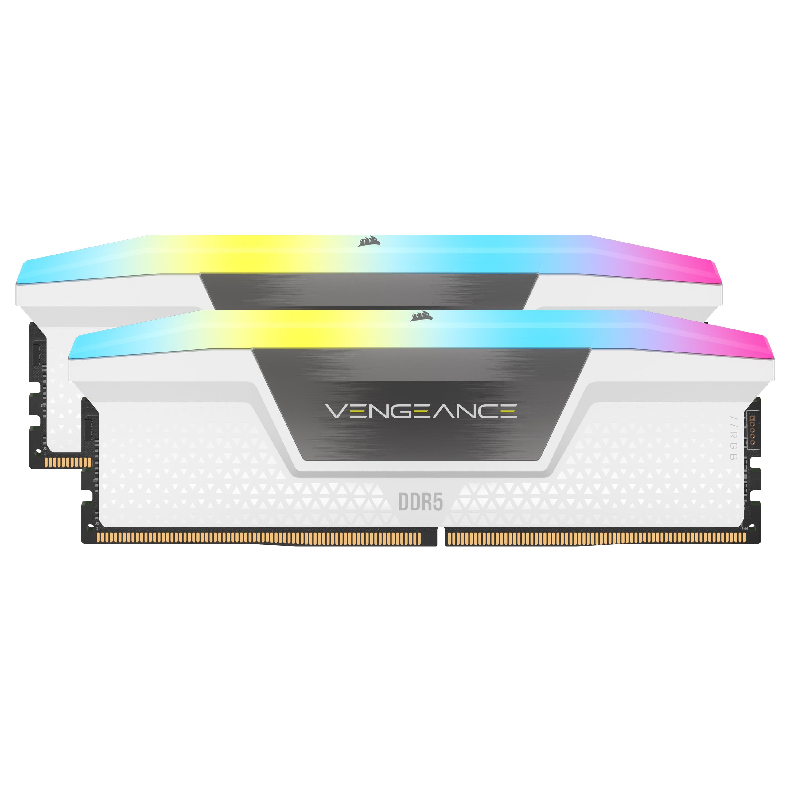 CORSAIR VENGEANCE RGB DDR5 RAM 32GB (2x16GB) 6000MHz CL30-36-36-76 1.4V AMD EXPO & Intel XMP Memoria per Computer Desktop - Bianco (CMH32GX5M2B6000Z30W)