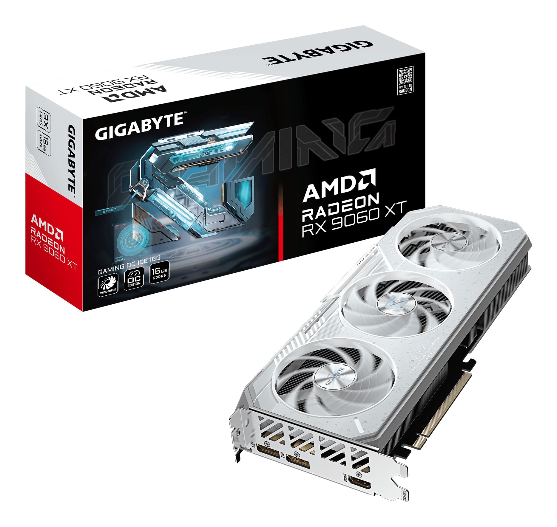 Gigabyte GAMING Scheda Grafica Radeon RX 9060 XT OC ICE 16G - 16GB GDDR6, 256bit, PCI-E 5.0, 3320 MHz Core Clock, 2 x DisplayPort, 1 x HDMI, GV-R906XGAMINGOCICE-16GD