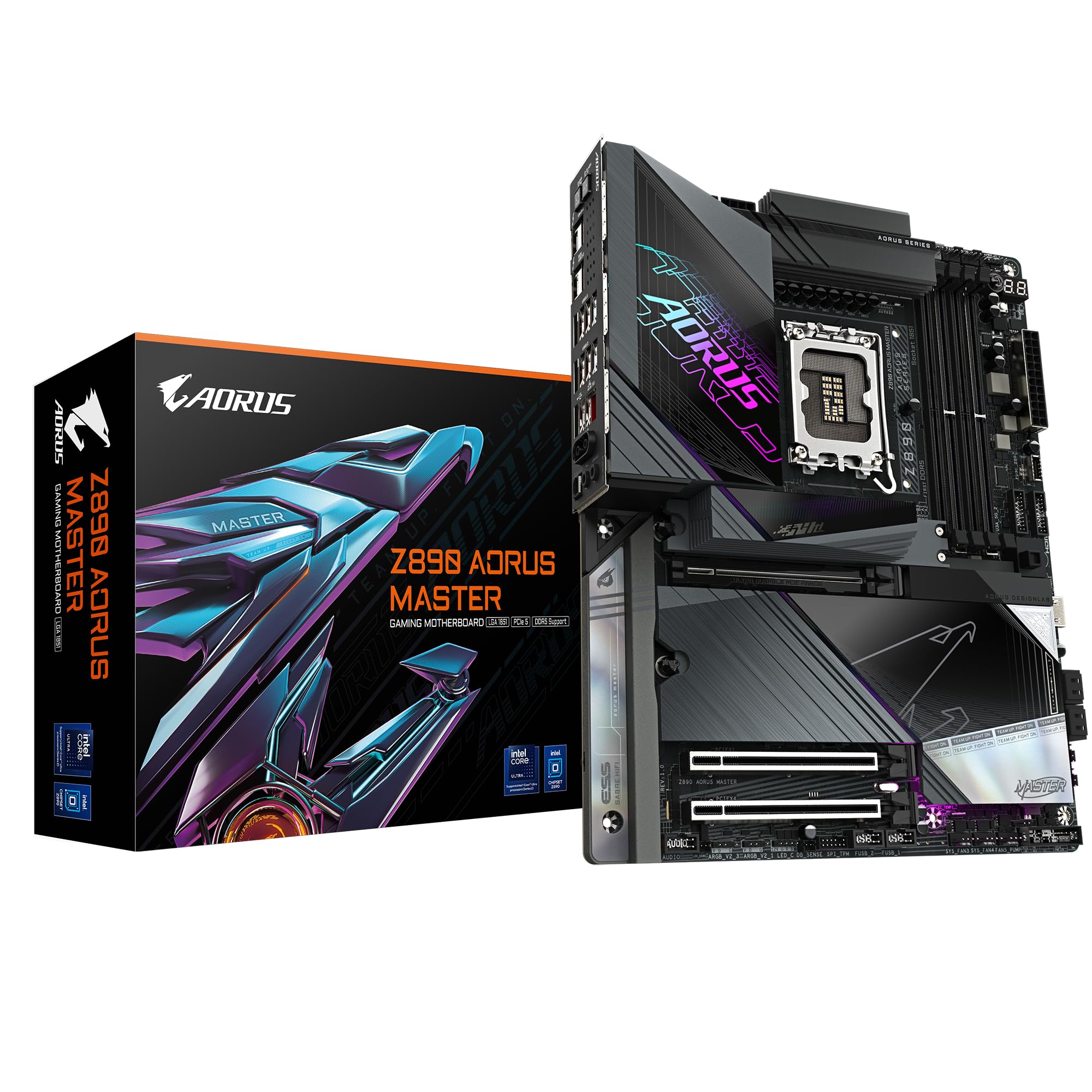 GIGABYTE Scheda madre Z890 AORUS MASTER - Supporta CPU Intel Core Ultra (Serie 2), 18+1+2 fasi VRM, fino a 9500MHz DDR5 (OC), 2xPCIe 5.0 + 3xPCIe 4.0, Wi-Fi 7, LAN 10GbE, Thunderbolt 4