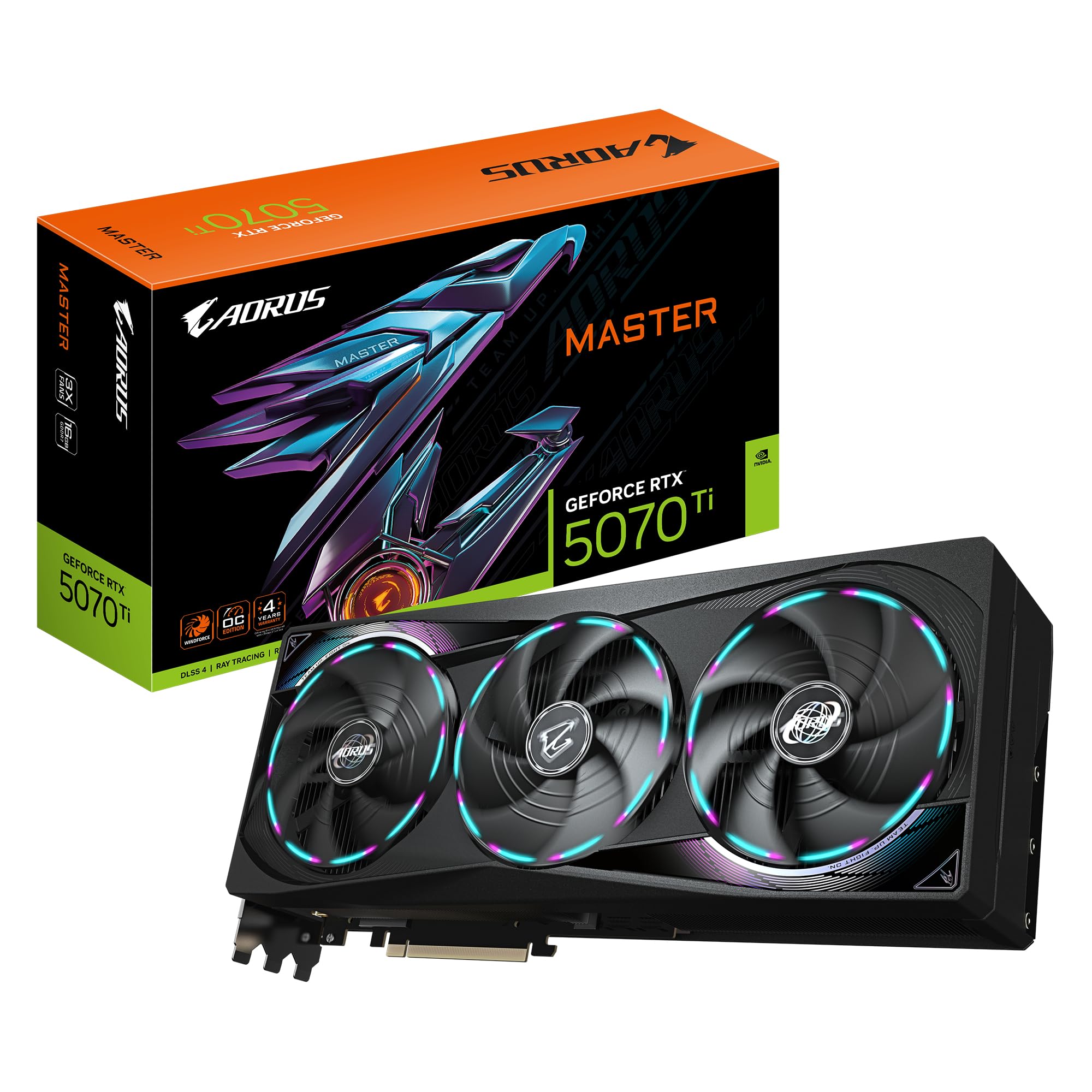 Gigabyte AORUS GeForce RTX 5070 Ti MASTER 16G Scheda Grafica - 16GB GDDR7, 256 bit, PCI-E 5.0, 2670 MHz Core Clock, 3 x DP 2.1a, 1 x HDMI 2.1b, NVIDIA DLSS 4, GV-N507TAORUS M-16GD