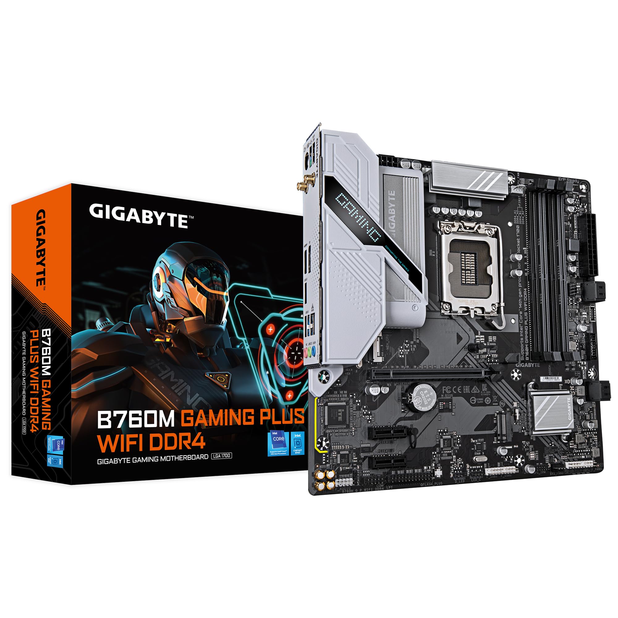 GIGABYTE B760M GAMING PLUS WIFI DDR4 Scheda madre - Supporta CPU Intel Core di 14a generazione, VRM a 4+1+1 fasi, fino a 5333 MHz DDR4 (OC), 2xPCIe 4.0 M.2, Wi-Fi 6, LAN 1 GbE, USB 3.2 Gen 1