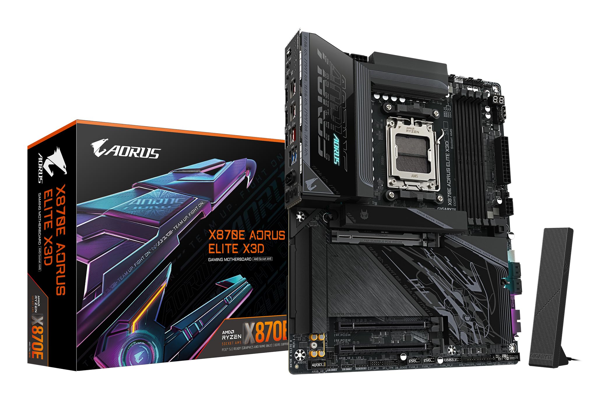 GIGABYTE X870E AORUS ELITE X3D Scheda Madre – Supporta CPU AMD Ryzen 9000, VRM Digitale a 16+2+2 fasi, fino a 9000 Hz DDR5 (OC), 2 x PCIe 5.0 + 2 x PCIe 4.0, Wi-Fi 7, LAN 5 GbE, USB 4