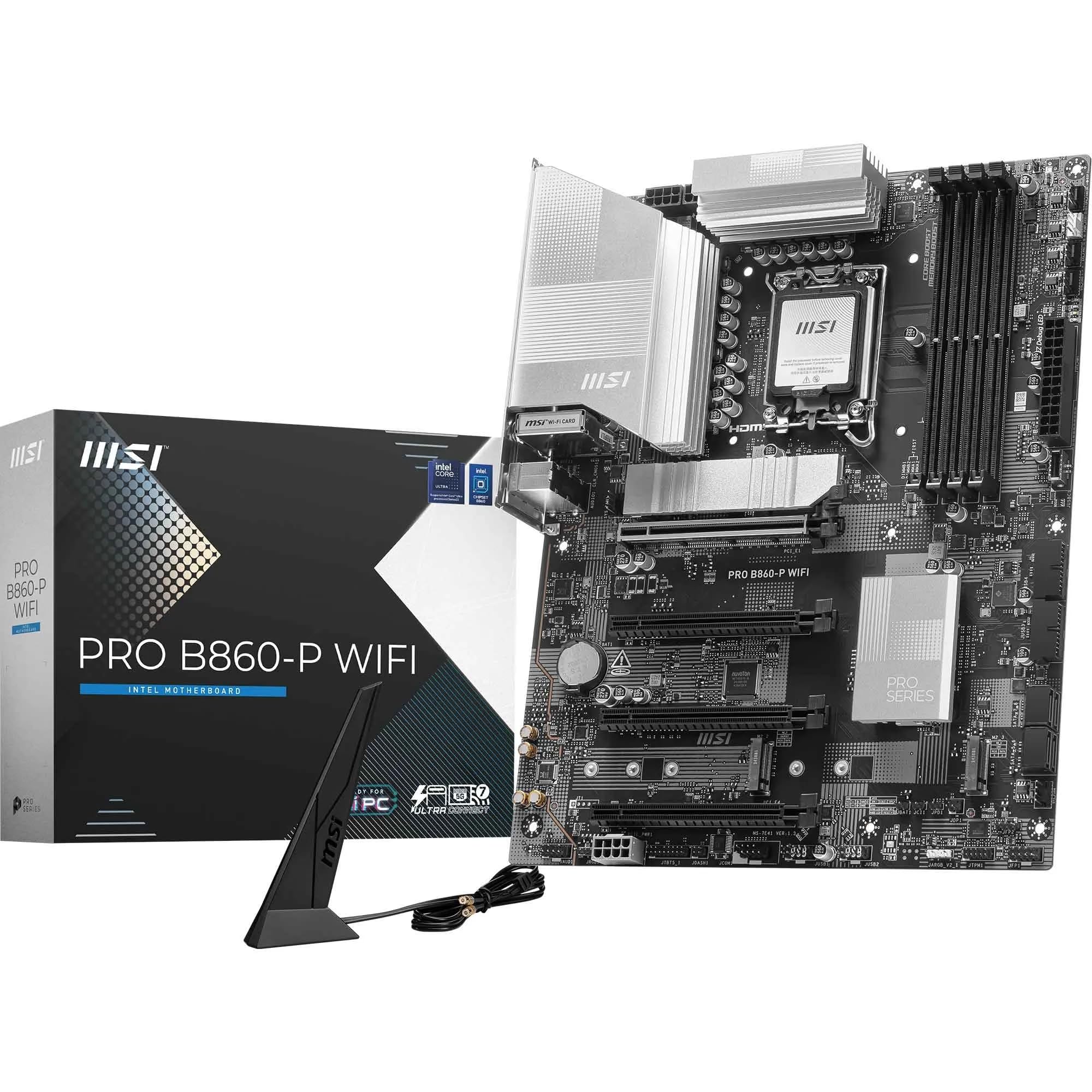 MSI PRO B860-P WIFI Scheda Madre ATX - Supporta Intel Core Ultra Processors (Serie 2), LGA 1851-12 Duet Rail Power System, DDR5 Memory Boost (8600+ MT/s OC), PCIe 5.0 x16 & 4.0 x16, M.2 Gen5, Wi-Fi