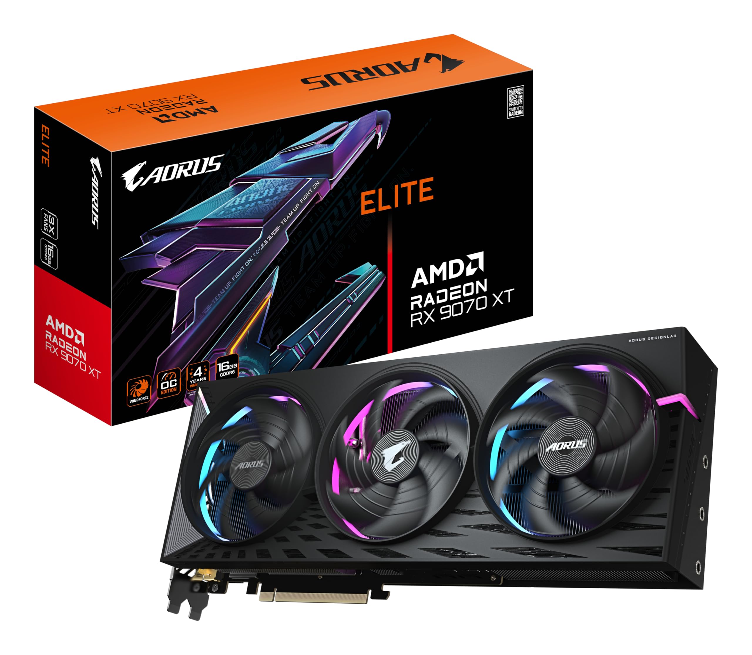 Gigabyte AORUS Radeon RX 9070 XT ELITE 16G Scheda Grafica - 16 GB GDDR6, 256 bit, PCI-E 5.0, 3100 MHz Frequenza Base, 2 x DisplayPort, 2 x HDMI, GV-R9070XTAORUS E-16GD