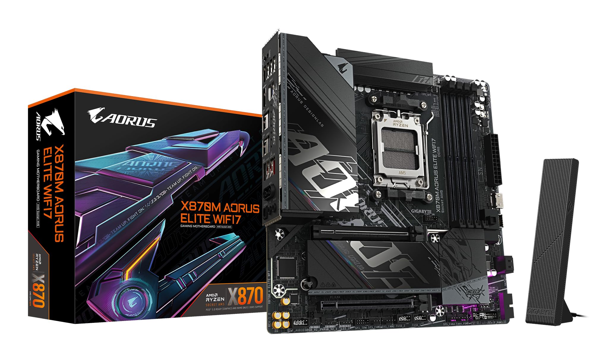GIGABYTE X870M AORUS ELITE WIFI7 Scheda Madre – Supporta CPU AMD Ryzen 9000, VRM digitale a 14+2+2 fasi, fino a 8200 MHz DDR5 (OC), 1 x PCIe 5.0 + 1 x PCIe 4.0, Wi-Fi 7, LAN 2.5 GbE, USB 4