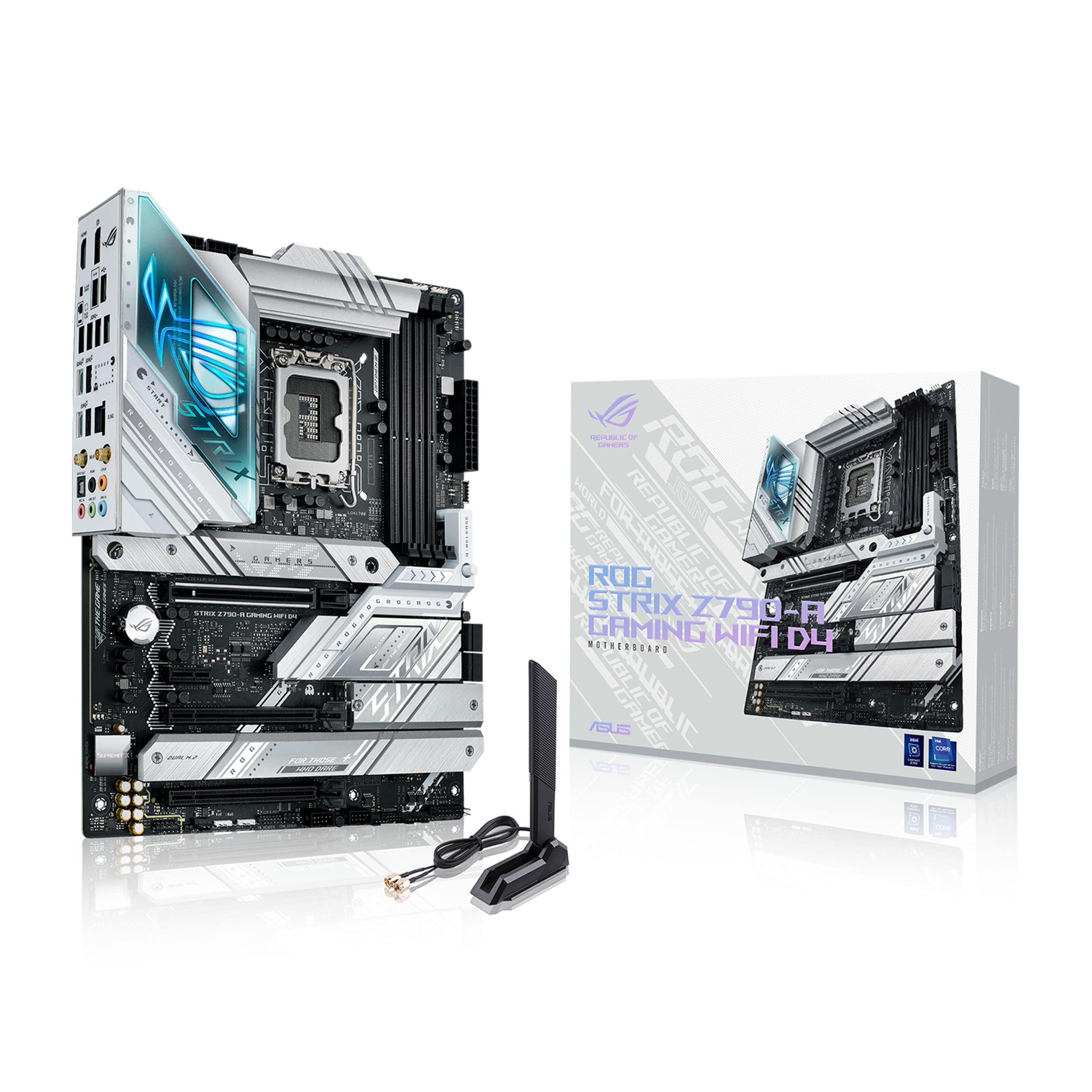 ASUS ROG STRIX Z790-A GAMING WIFI D4 Scheda Madre Gaming ATX, Intel Z790, LGA1700, DDR4, PCI 5.0, WiFi 6E (802.11ax), Intel 2.5Gb Ethernet, ROG SupremeFX 7.1, 4xM.2, 4xSATA 6GB/s, Aura Sync RGB, Nero