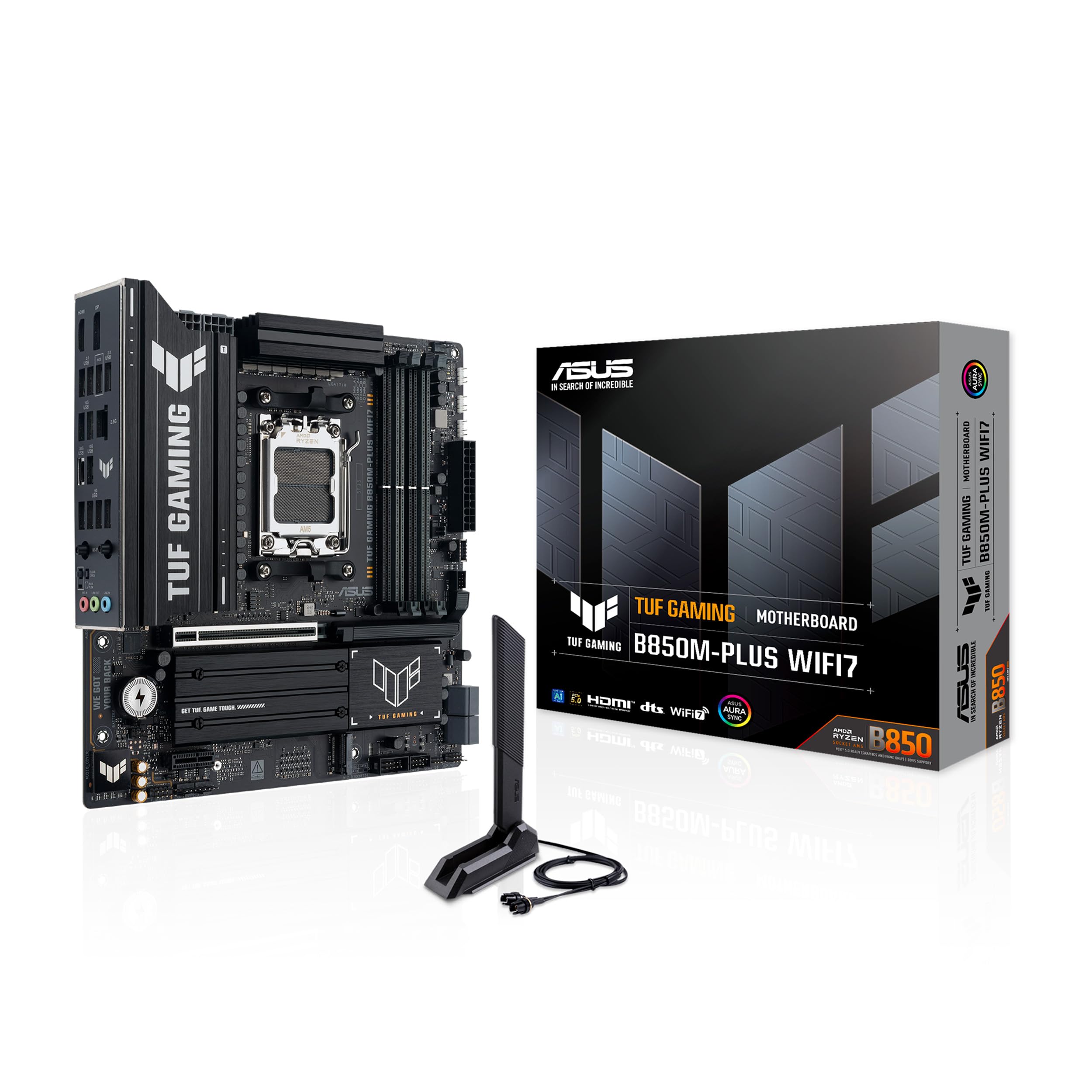 ASUS TUF GAMING B850M-PLUS WIFI7 AMD B850 Socket AM5 micro ATX (ASUS TUF GAMING B850M-PLUS WIFI7 - Motherboard - micro ATX - Socket AM5 - AMD B850 Chipset - USB-C 3.2 Gen 2x2, USB 3.2 Gen 2, USB 3.2
