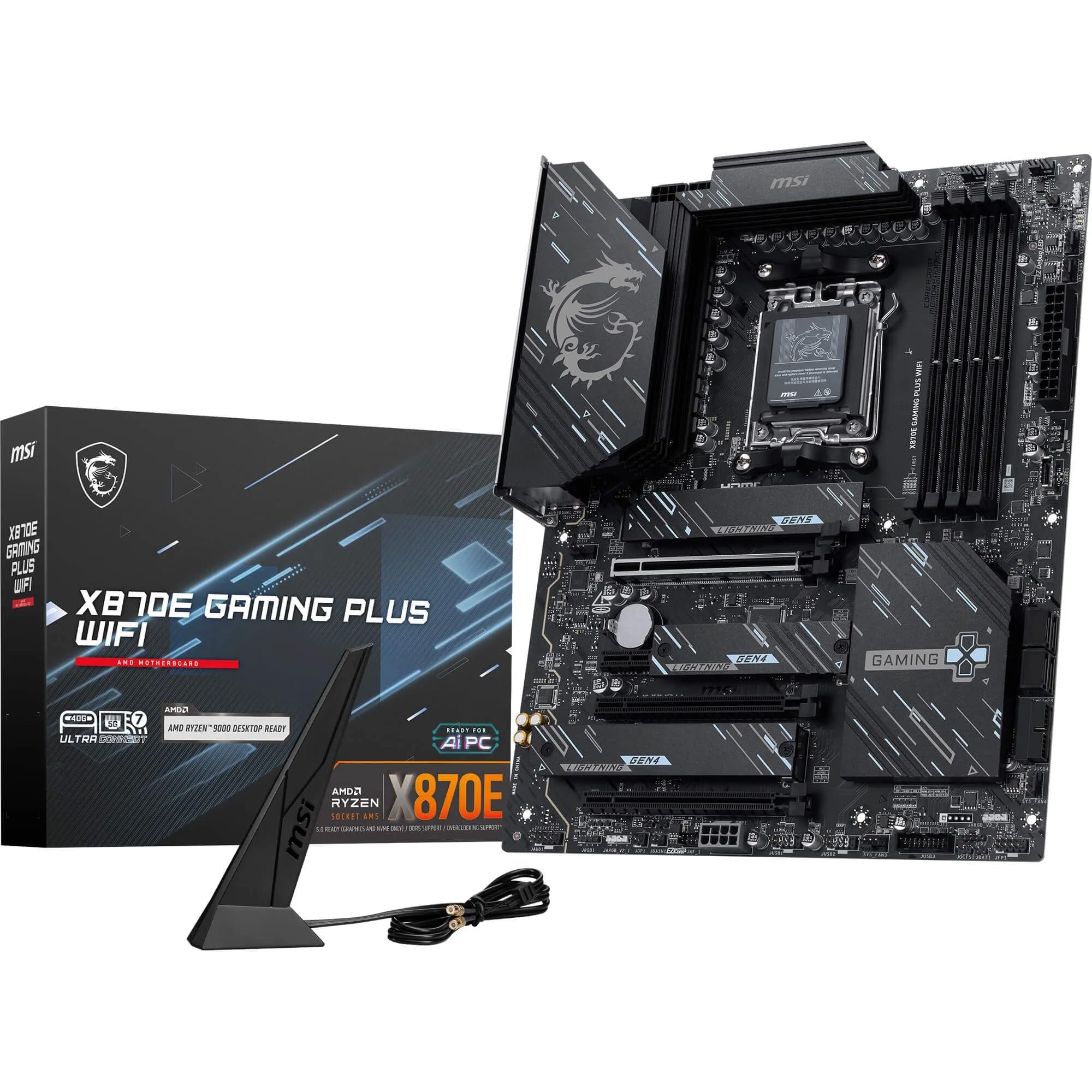 MSI X870E GAMING PLUS WIFI - Motherboard - ATX - Socket AM5 - AMD X870E Chipsatz - USB4, USB-C 3.2 Gen 2x2, USB-C 3.2 Gen2, USB 3.2 Gen 2, USB 3.2 Gen 1 - Wi-Fi 7, 5 Gigabit Ethernet, Bluetooth - Onb