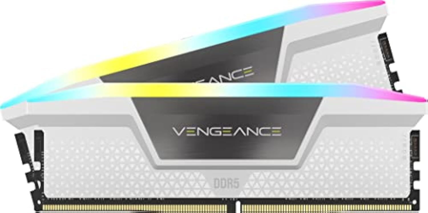 CORSAIR VENGEANCE RGB DDR5 RAM 32GB (2x16GB) 6200MHz CL36 Intel XMP Compatibile iCUE Memoria per Computer - Bianco (CMH32GX5M2B6200C36W)