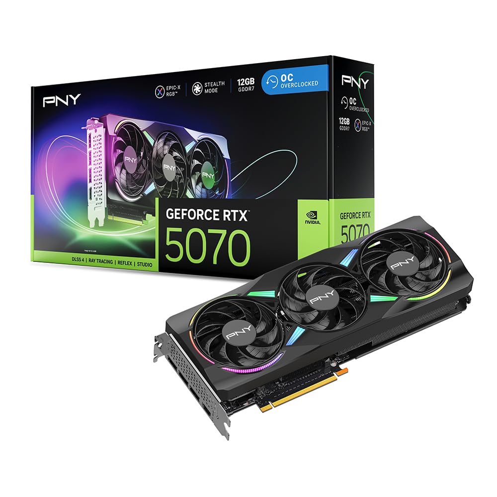 PNY Scheda Grafica GeForce RTX™ 5070 12GB ARGB OC DLSS 4 Tripla Ventola