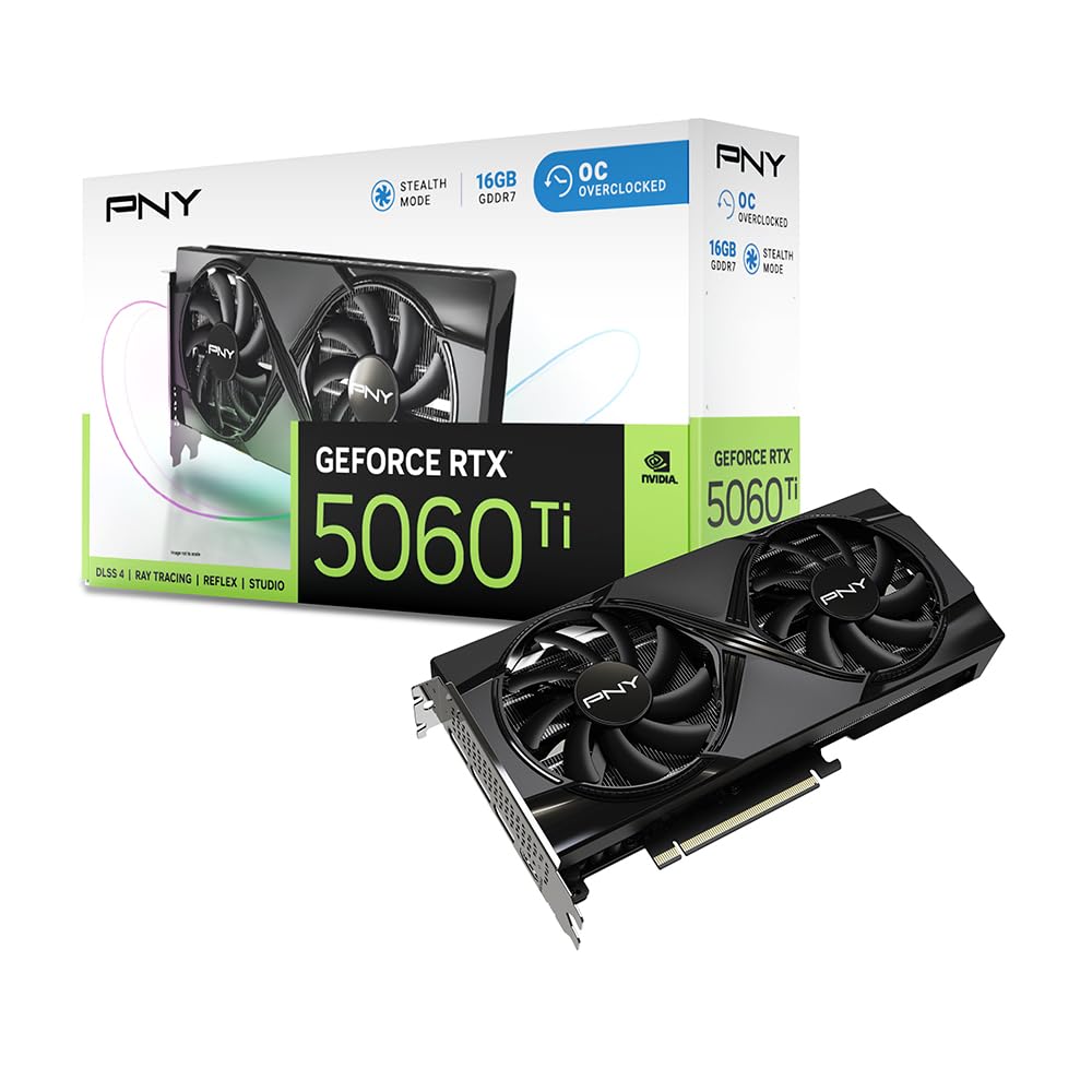 PNY GEFORCE RTX™ 5060 Ti 16GB Overclocked Doppia Ventola DLSS 4