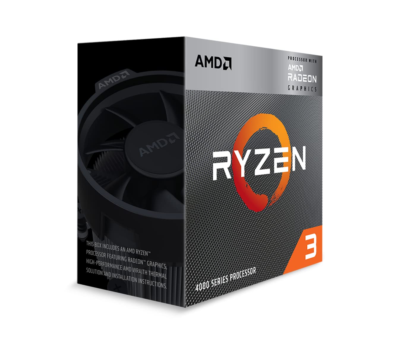 Processore AMD Ryzen 3 4300G (scheda grafica integrata Radeon, 4cores/6threads, 65W DTP, AM4 socket, 6MB Cache, Boost di Frequenza fino a 4,0Ghz max, dissipatore ad aria 