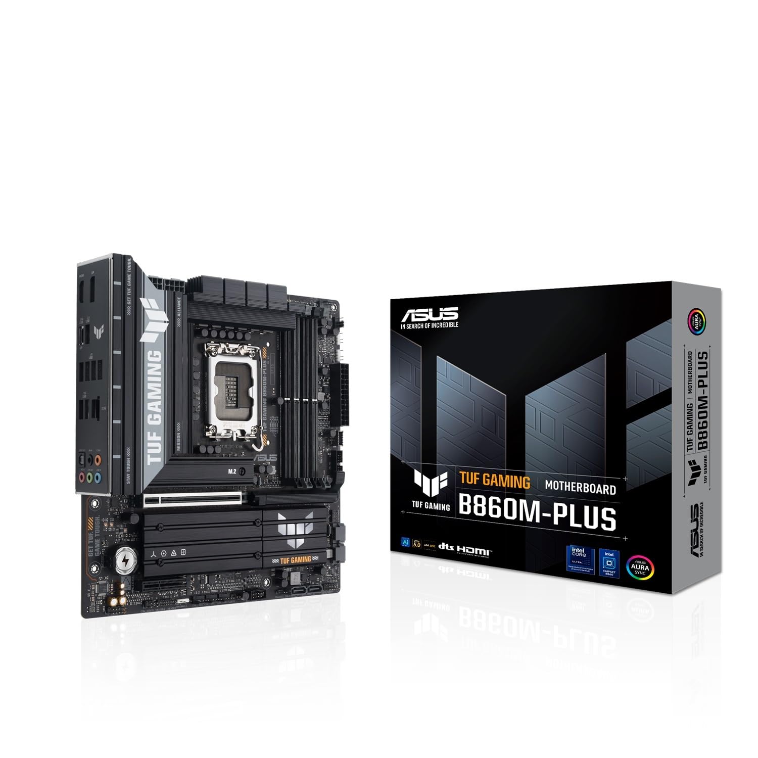 ASUS TUF GAMING B860M-PLUS, Scheda Madre Intel mATX, 12+1+2+1 Fasi di Alimentazione, Slot DDR5, PCIe 5.0, 3 Slot M.2, Ethernet Realtek 2.5 GB, DisplayPort, HDMI, USB-C 20 Gbps, Nera