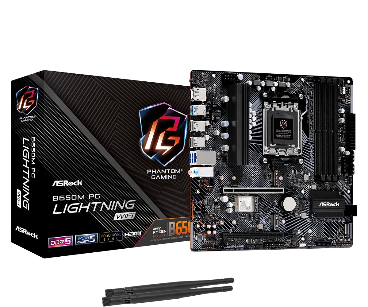 Carte Mère ASRock B650M PG Lightning WiFi DDR5 (AM5) Micro ATX