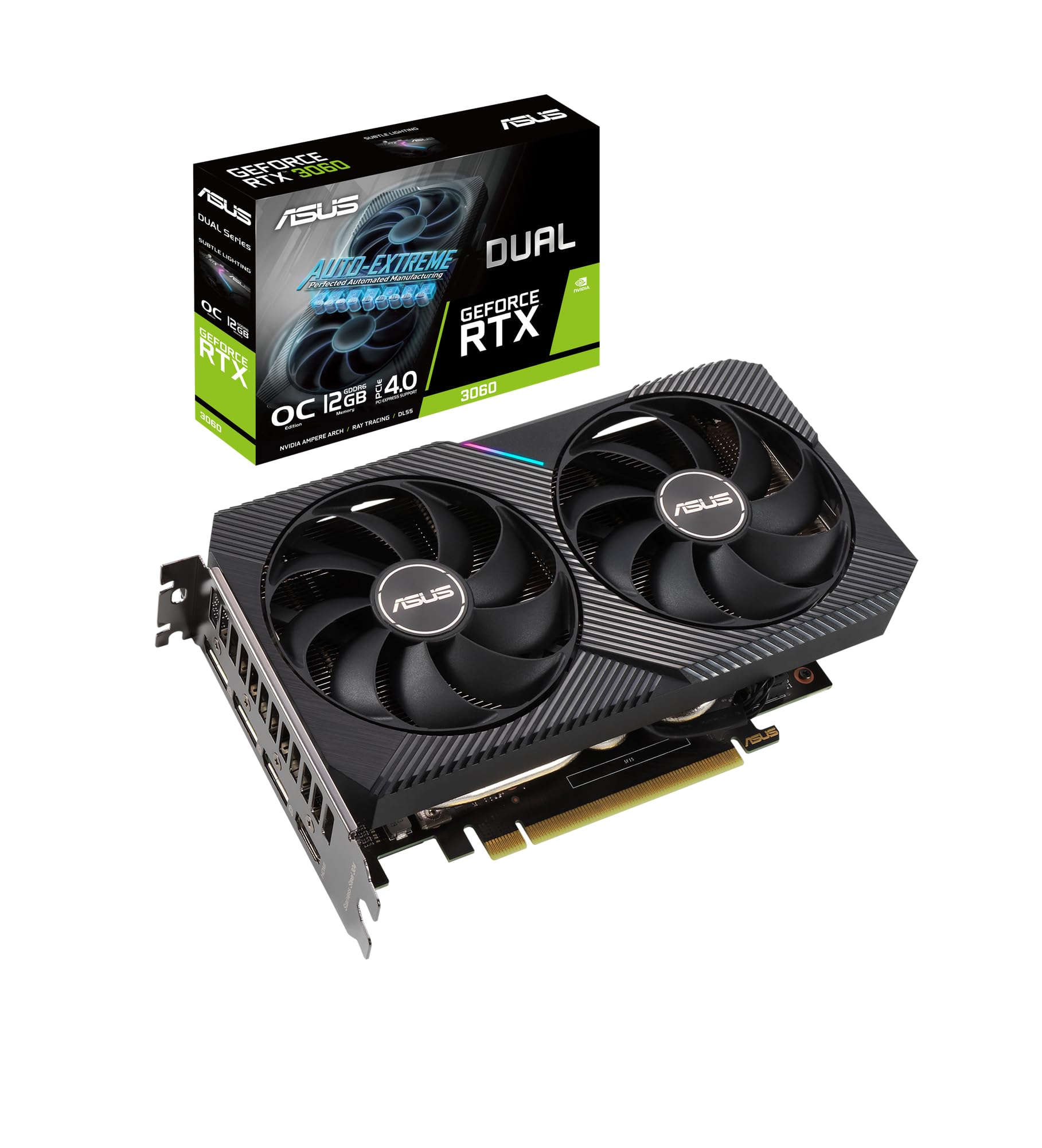ASUS Dual NVIDIA GeForce RTX 3060 V2 OC Edition Scheda Grafica 12GB GDDR6 192-bit, PCIe 4.0, Ventole Axial-Tech, GPU NVIDIA Ampere, 1 HDMI 2.1, 3 DisplayPort 2.1, Nera, DUAL-RTX3060-O12G-V2