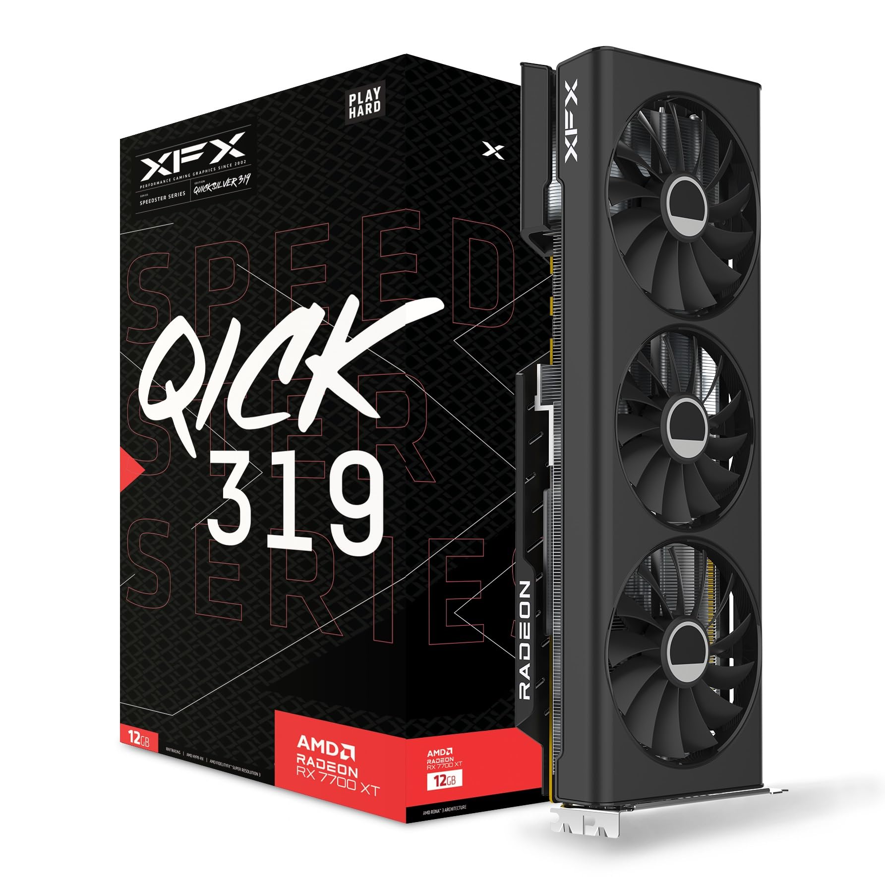 XFX Speedster QICK319 RX 7700 XT - Scheda grafica da gioco da 12 GB GDDR6 HDMI 3xDP, AMD RDNA 3 RX-77TQICKB9