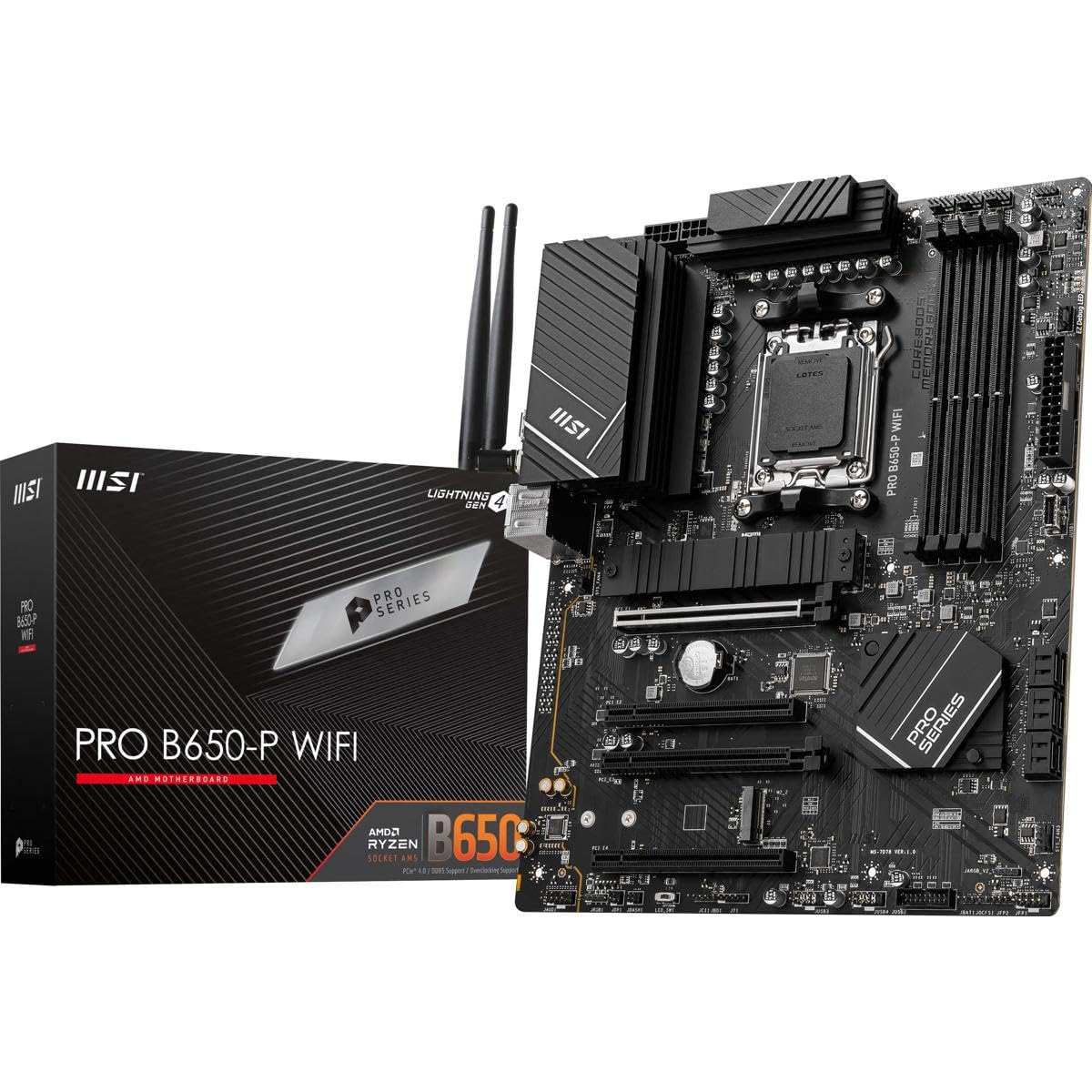 MSI PRO B650-P WIFI Scheda madre, ATX - Compatibile con processori AMD Ryzen della serie 7000, AM5 - DDR5 Memory Boost fino a 6000+MHz/OC, 2 slot PCIe 4.0 x16, 2 slot M.2 Gen4, Wi-Fi 6E