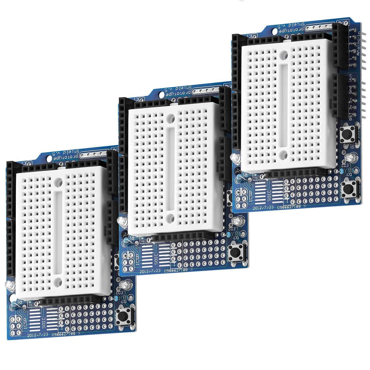 AZDelivery 3 x Shield di Prototipazione Protoshield Mini Breadboard compatibile con Arduino incluso un E-Book!