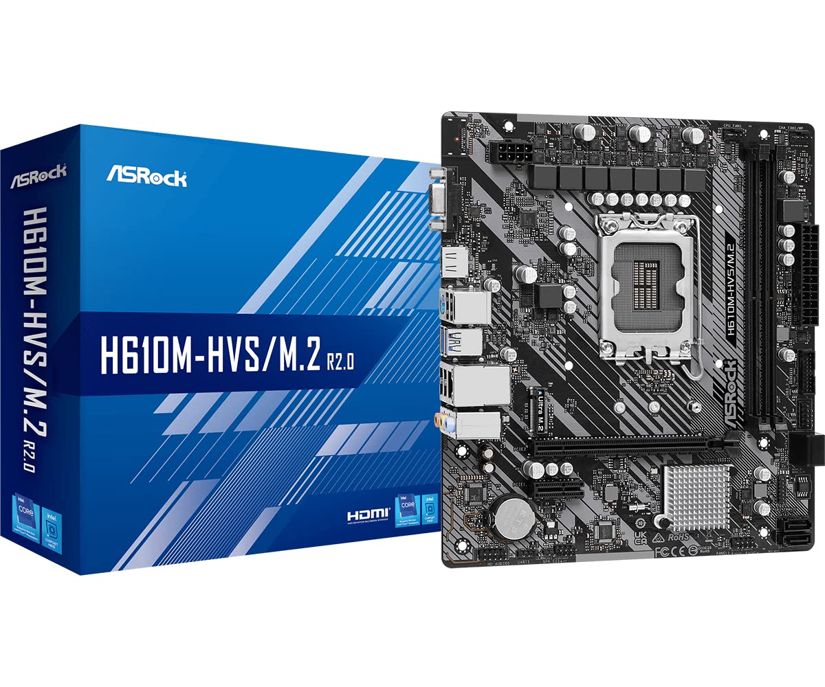 Asrock H610M-HVS/M.2 R2.0, Intel H610, 1700, Micro ATX, 2 DDR4, VGA, HDMI, PCIe4, 1x M.2