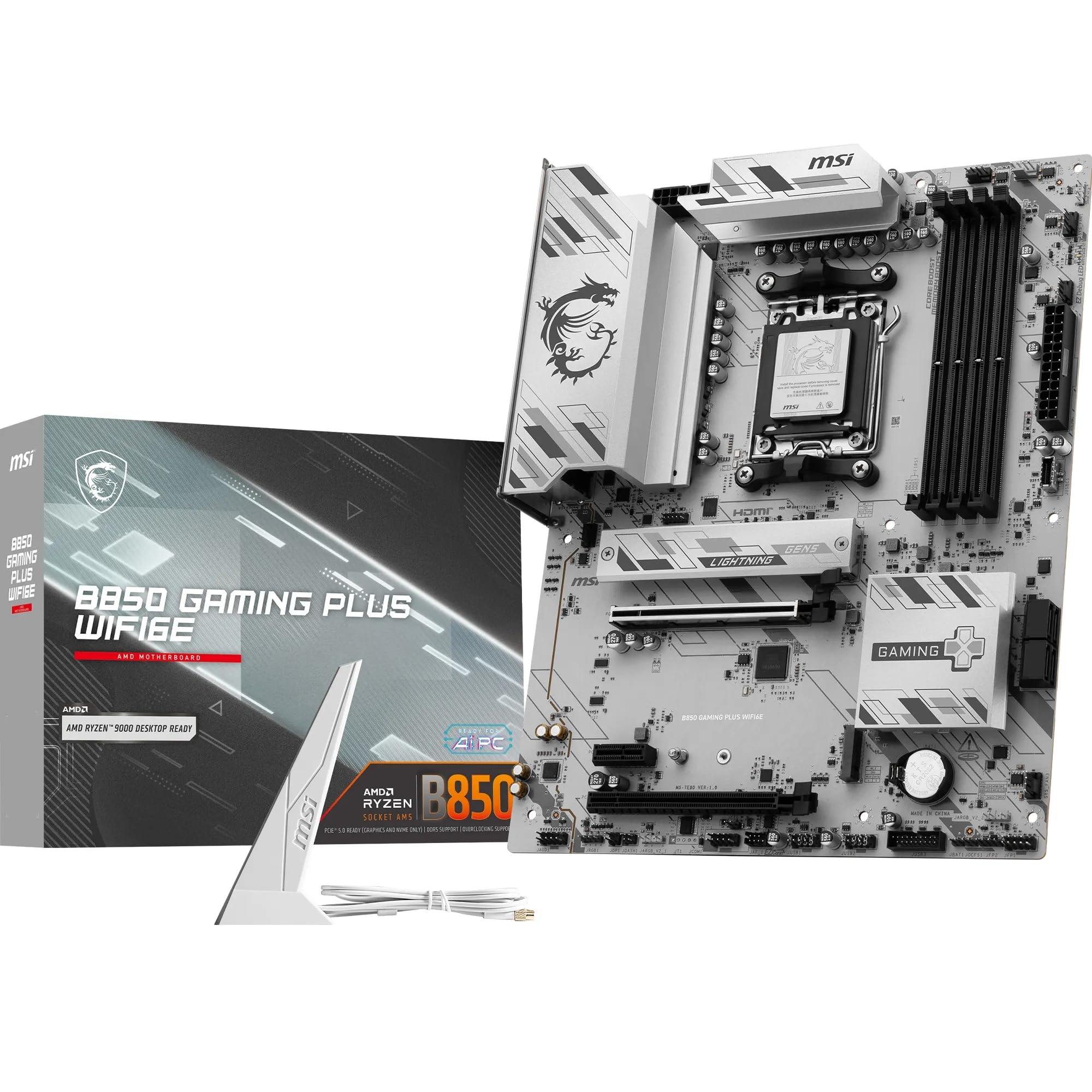 MSI Scheda madre B850 Gaming Plus WIFI6E, ATX - Supporta processori AMD Ryzen 9000/8000/7000, AM5 - DDR5 Memory Boost 8200+ MT/s (OC), PCIe 4.0 x16, M.2 Gen5, Wi-Fi 6E, 2.5G LAN