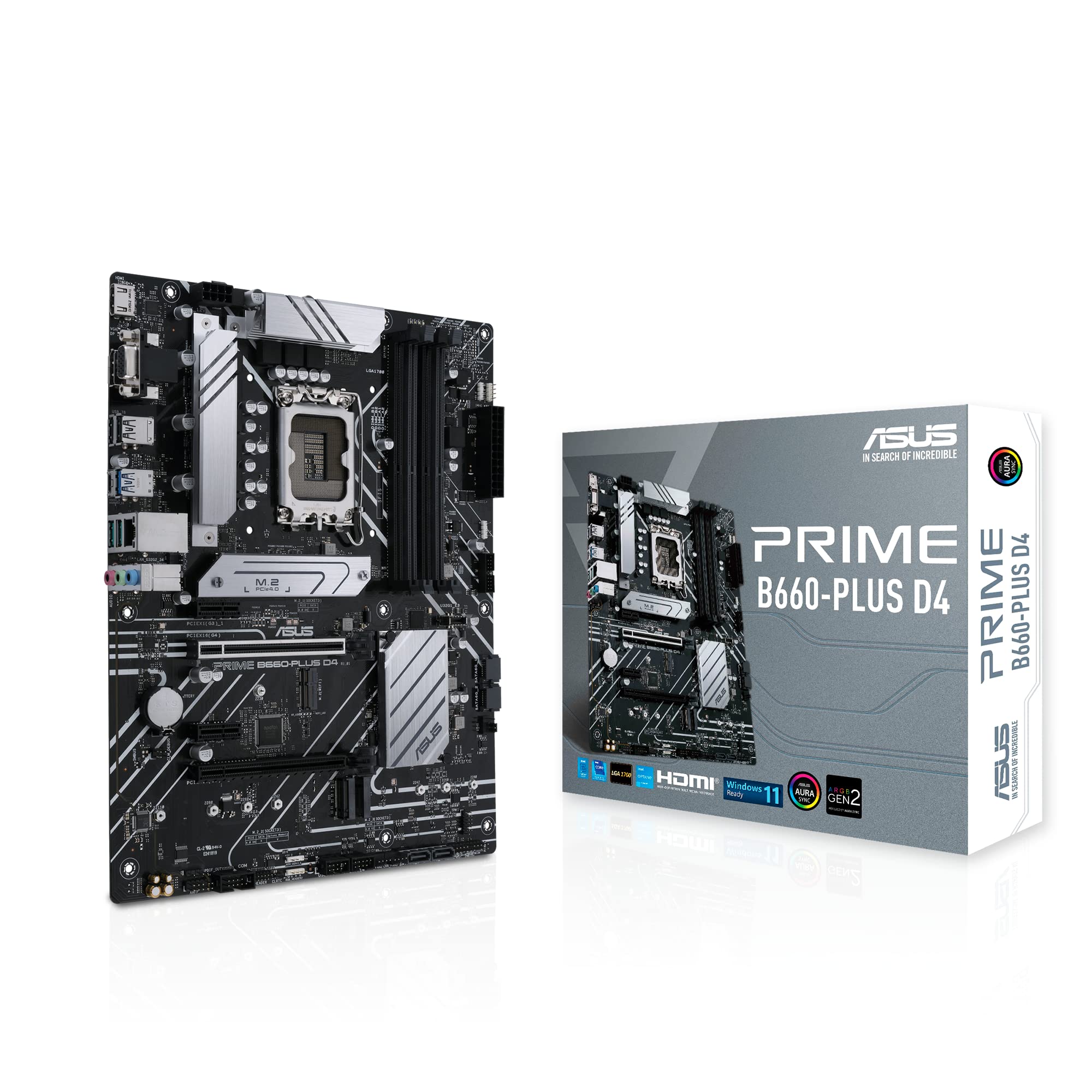 ASUS Scheda madre Prime B660PLUS D4 LGA 1700 (Intel 12th Gen) ATX (PCIe 4.0 slot DDR43xM.2 LAN 25 Gb USB posteriore 3.2 Gen 2x2 TypeC anteriore USB 3.2 Gen 1 TypeC Thunderbolt 4 Header Support)