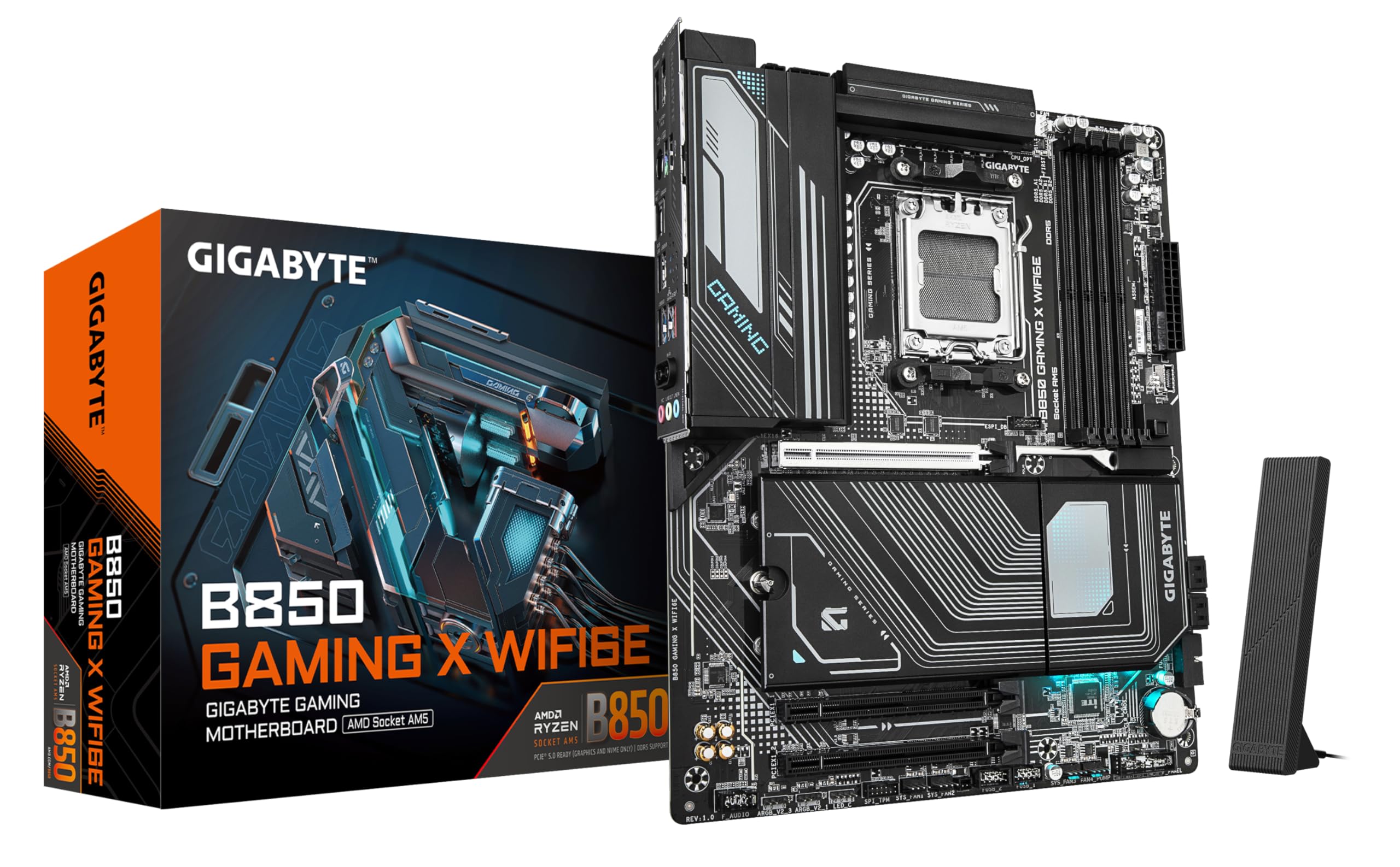 GIGABYTE B850 GAMING X WIFI6E Scheda Madre - CPU AMD Ryzen Serie 9000, VRM digitale 12+2+2 fasi, fino a 8200MHz DDR5 (OC), 1xPCIe 5.0 + 2xPCIe 4.0 M.2, LAN 2.5G, WIFI 6E, USB 3.2 Gen 2x2