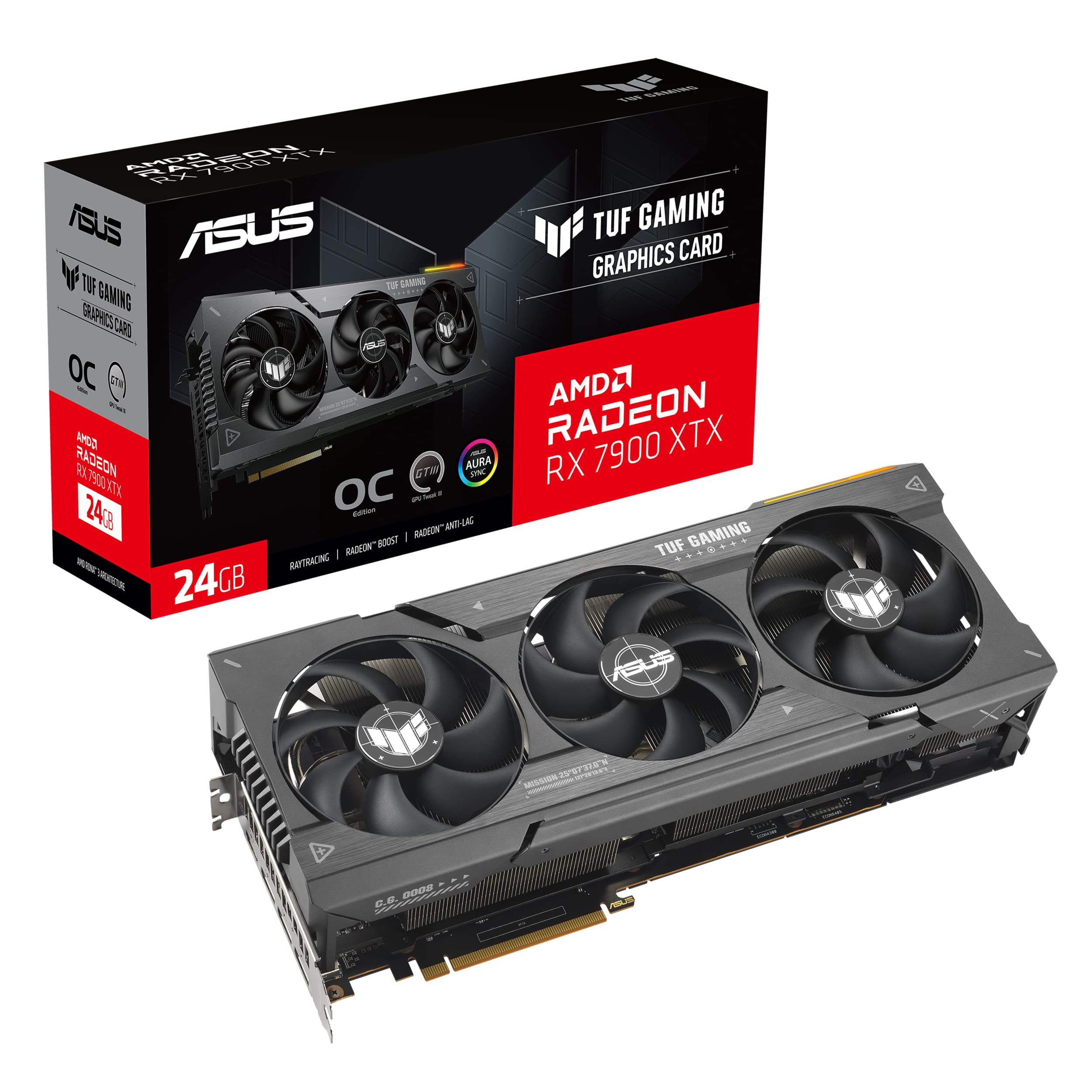ASUS TUF Gaming AMD Radeon RX 7900 XT OC Edition, 20GB GDDR6 320-bit 20 Gbps PCIE 4.0, GPU Tweak III, TUF-RX7900XT-O20G-GAMING