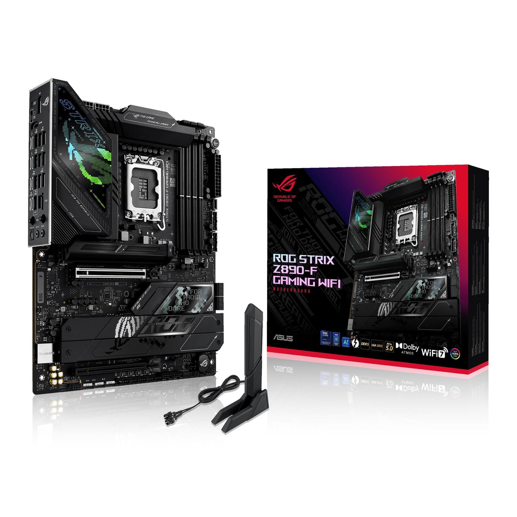ASUS ROG Strix Z890-F Gaming WiFi, Scheda Madre Intel ATX, 16+1+2+2 Fasi di Alimentazione, Slot DDR5, PCIe 5.0, GPU di Nuova Generazione, 5 Slot M.2, WiFi 7, AI Overclocking, AI Networking II