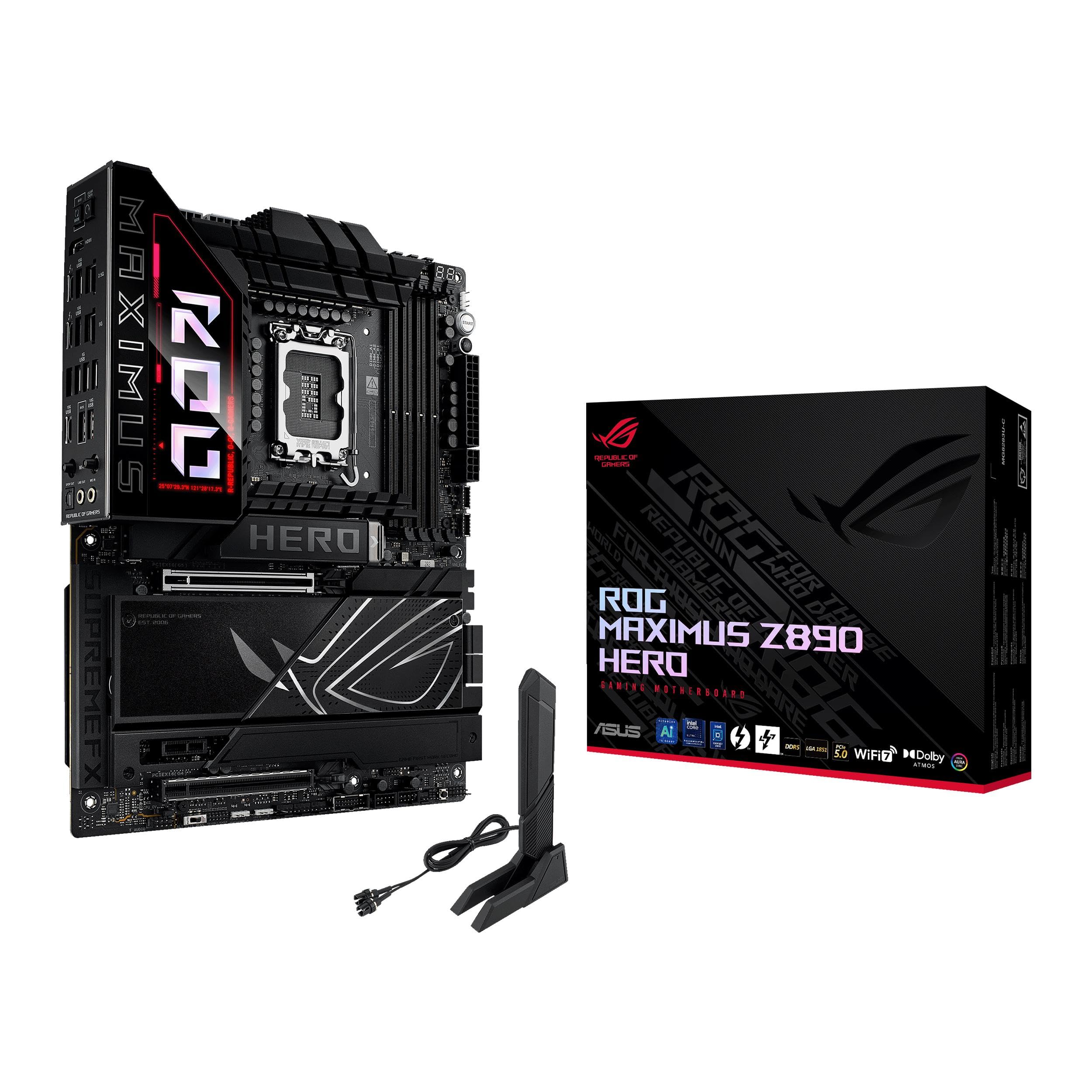 ASUS ROG Maximus Z890 Hero, Scheda Madre Intel ATX, 22+1+2+2 Fasi di Alimentazione, Slot DDR5, PCIe 5.0, GPD di Nuova Generazione, 6 Slot M.2, WiFi 7, AI Overclocking, Slot PCIe Q-Release Slim
