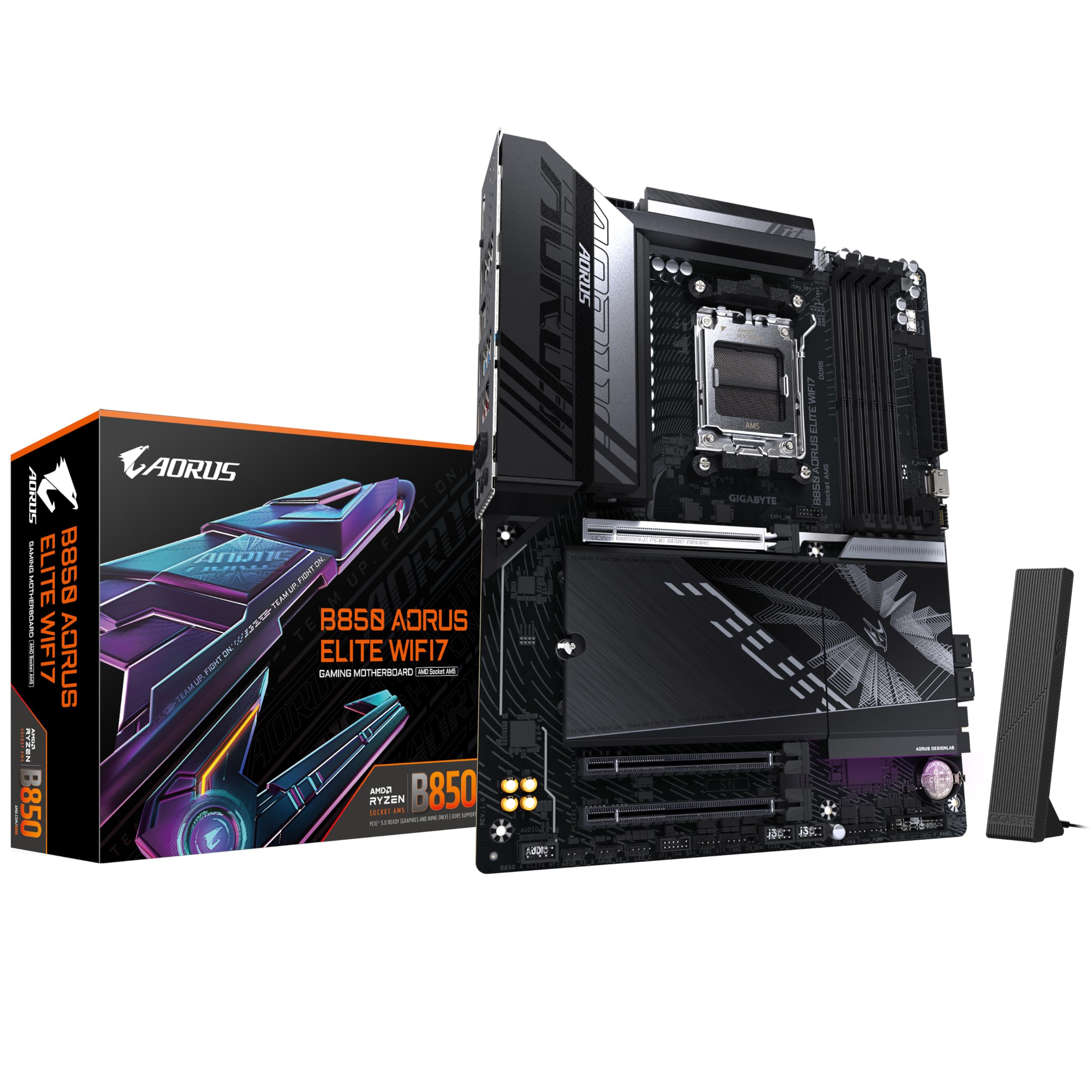GIGABYTE B850 AORUS ELITE WIFI7 Scheda Madre - CPU AMD Ryzen Serie 9000, VRM digitale 14+2+2 fasi, fino a 8200MHz DDR5 (OC), 1xPCIe 5.0 + 2xPCIe 4.0 M.2, LAN 2,5, WIFI 7, USB 3.2 Gen 2x2