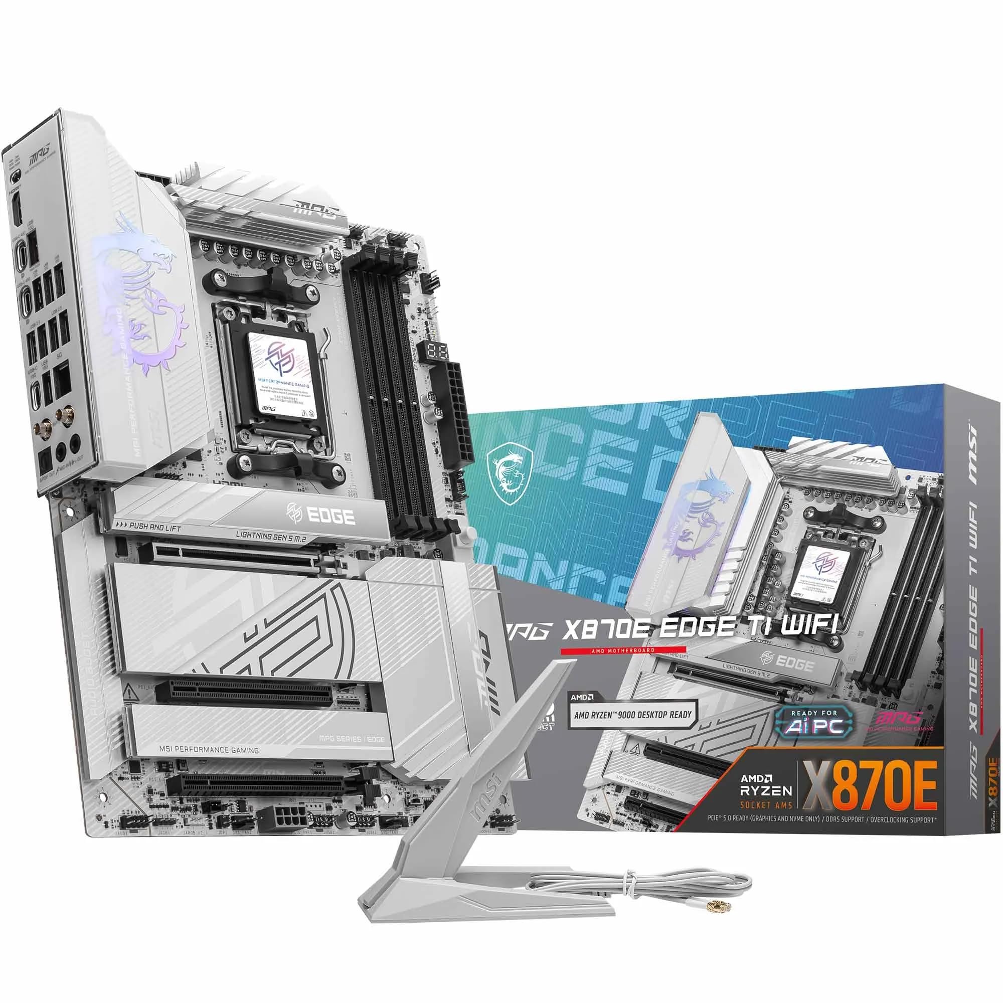 MSI MPG X870E EDGE TI WIFI, Scheda Madre ATX – Supporta Processori AMD Ryzen 9000/8000 / 7000, AM5 – VRM 80A SPS, Memory Boost DDR5 8400+MT/s (OC), PCIe 5.0 x16, M.2 Gen5, Wi-Fi 7, 5G LAN