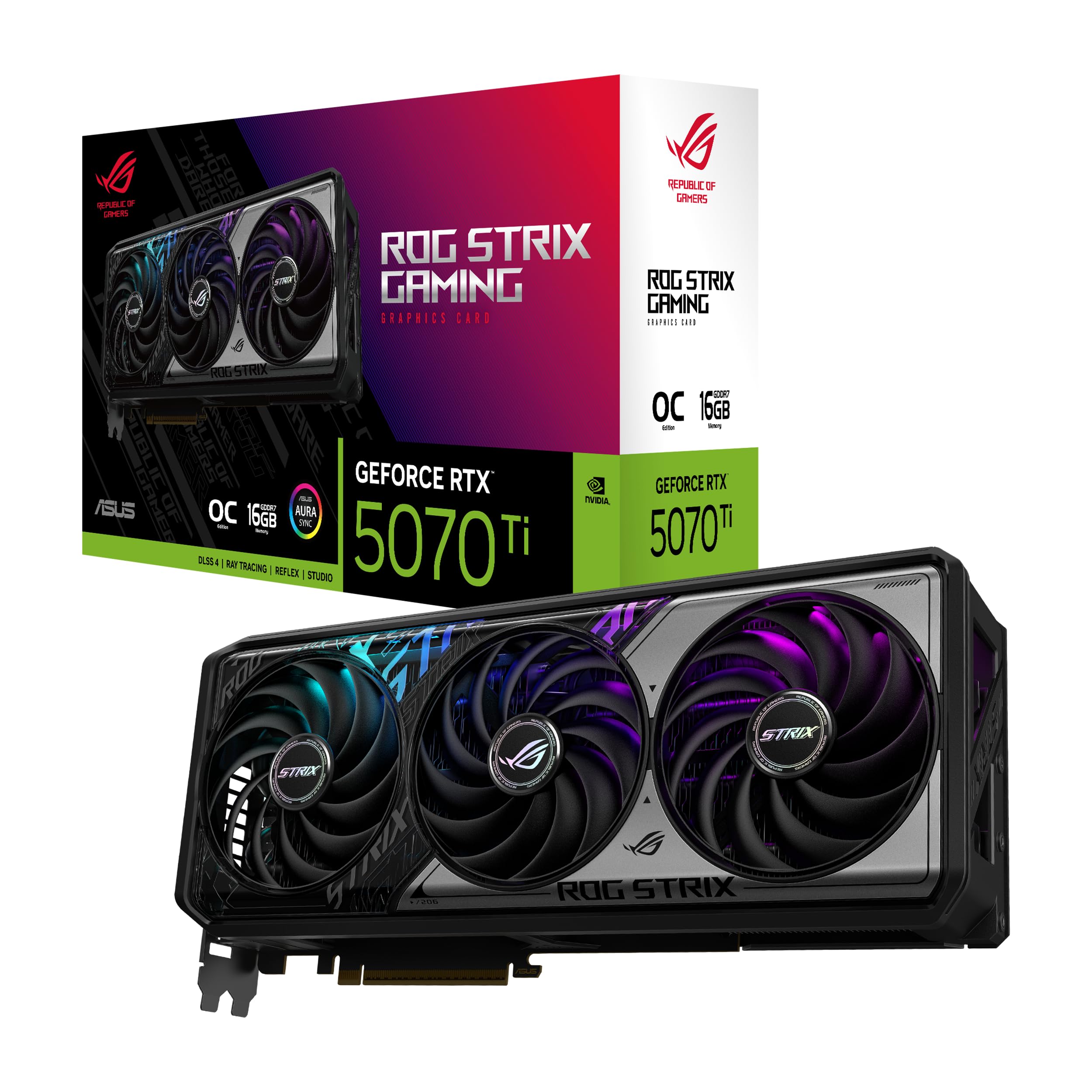 ASUS ROG Strix NVIDIA GeForce RTX 5070 Ti, Scheda Grafica Gaming da 16GB GDDR7, 256 Bit, PCIe 5.0, Ventole Axial-Tech, 3 DisplayPort 2.1, 2 HDMI 2.1, Nero, ROG-STRIX-RTX5070TI-16G-GAMING